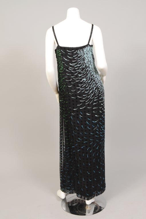 1970's Pauline Trigere Wrap Style Silk Chiffon Dress with Large Matching Shawl For Sale 1