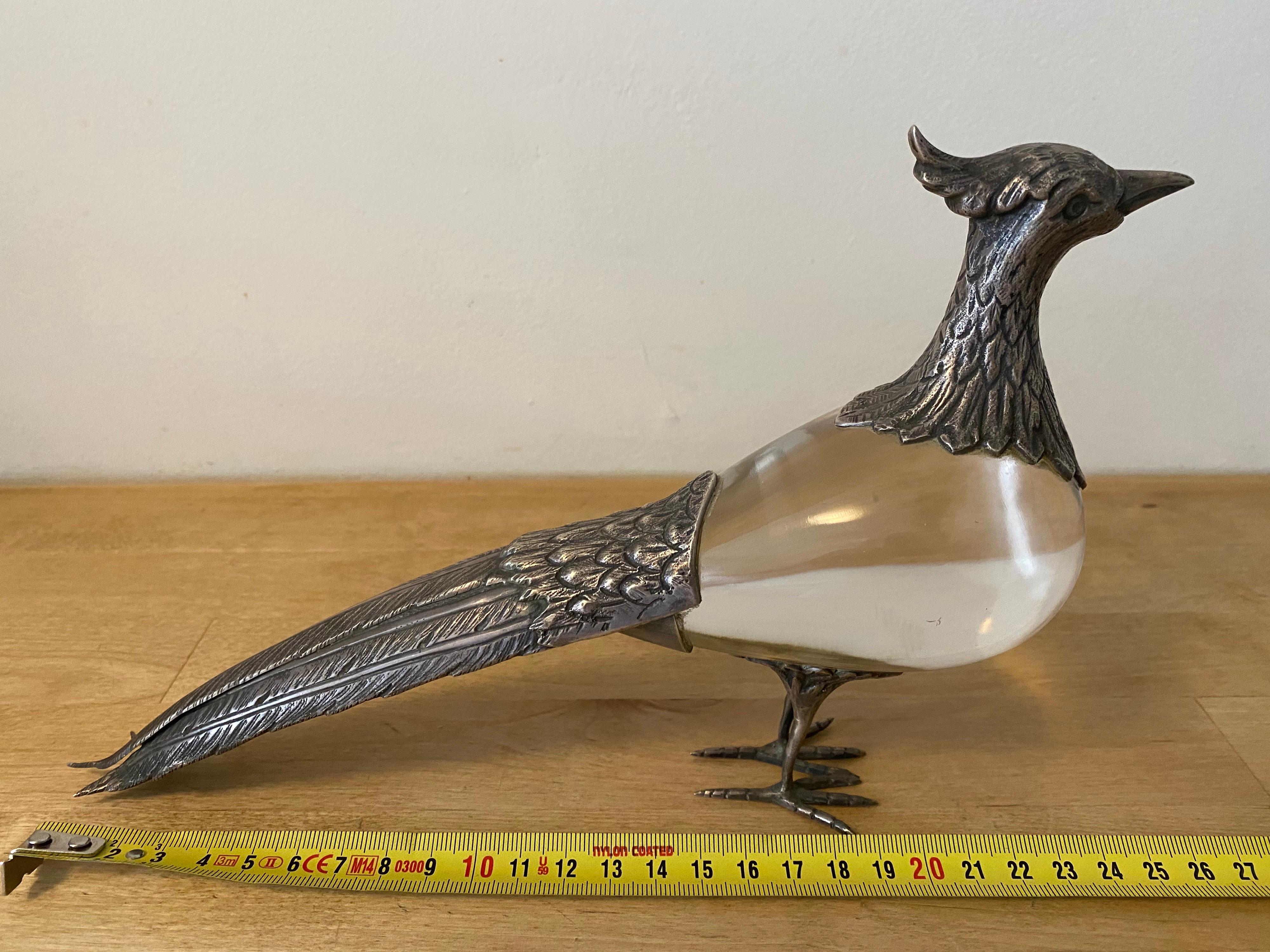 1970s Peacock in Glass and Silver 4