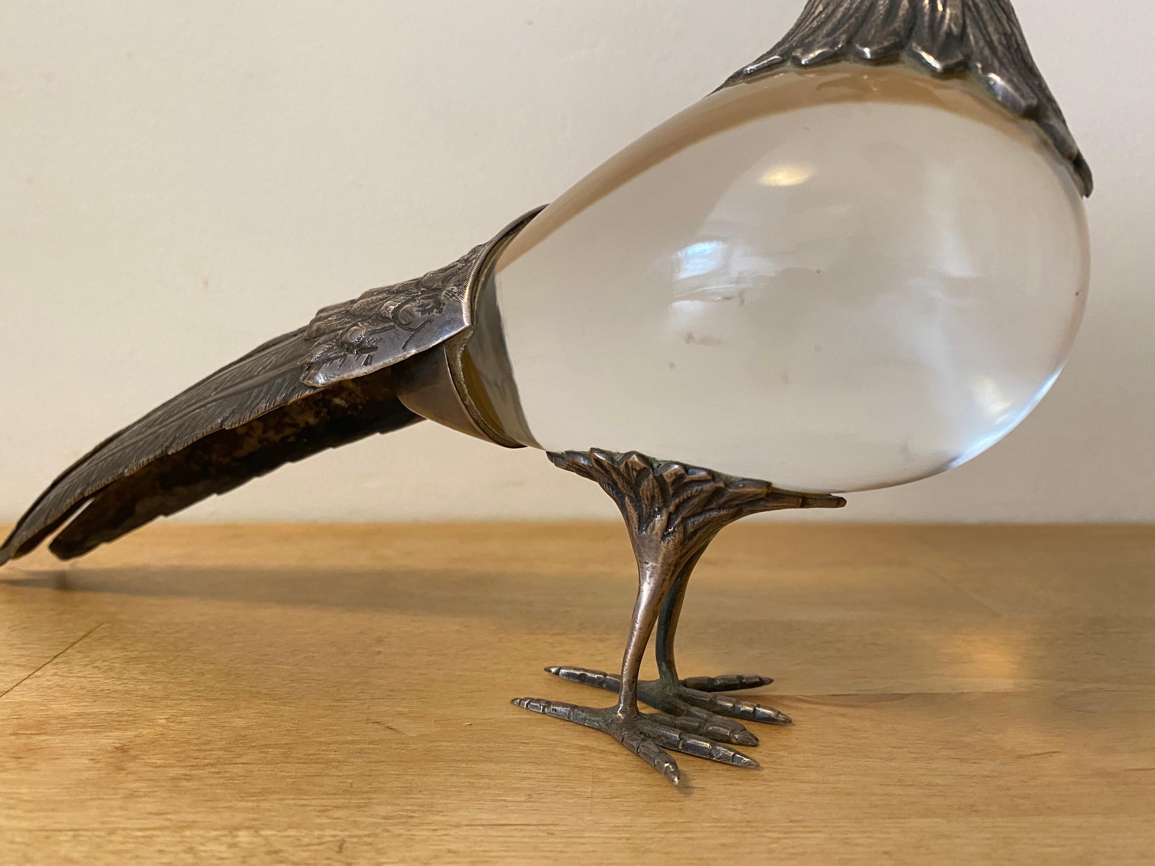 1970s Peacock in Glass and Silver 6
