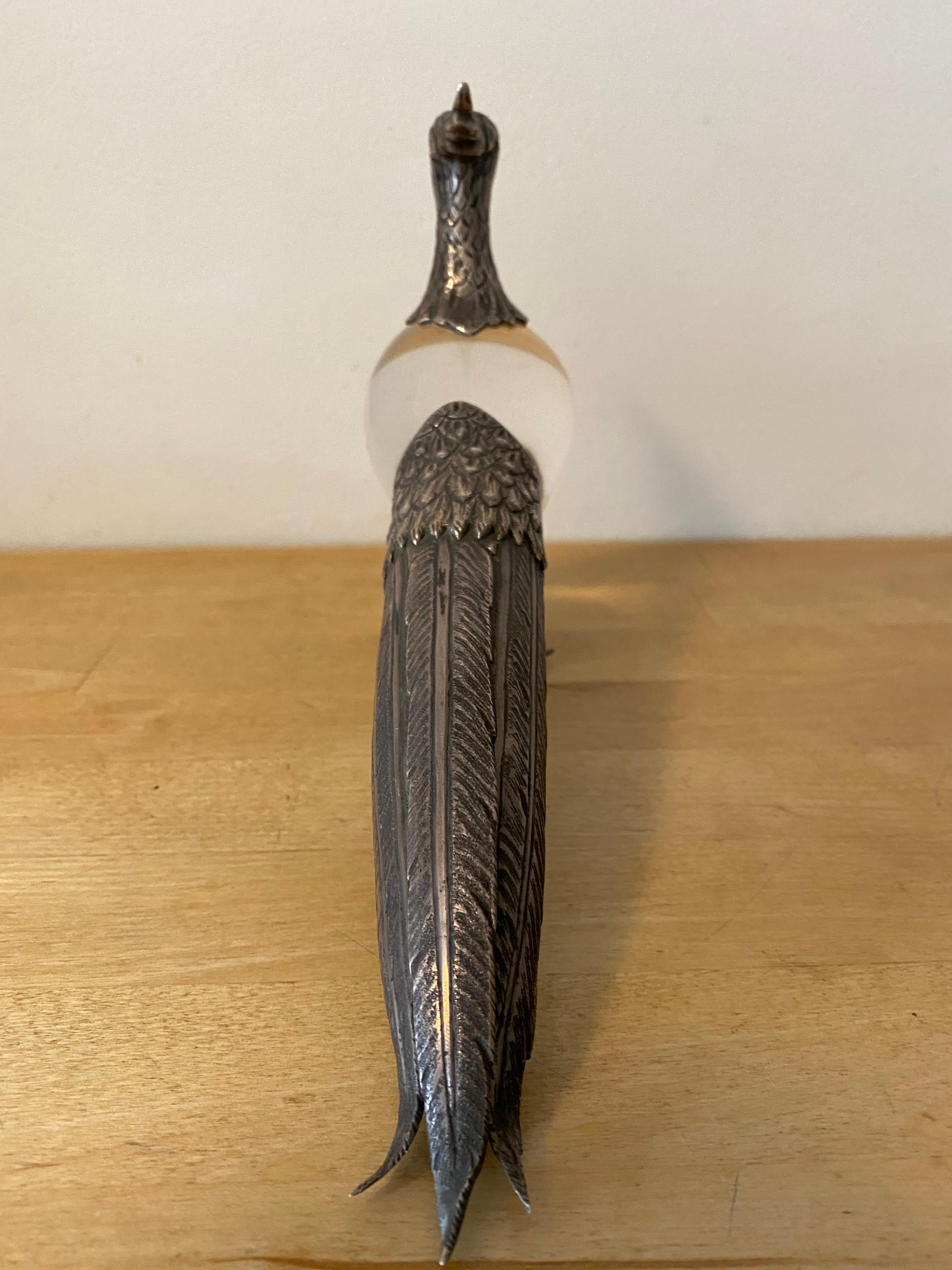 1970s Peacock in Glass and Silver 7