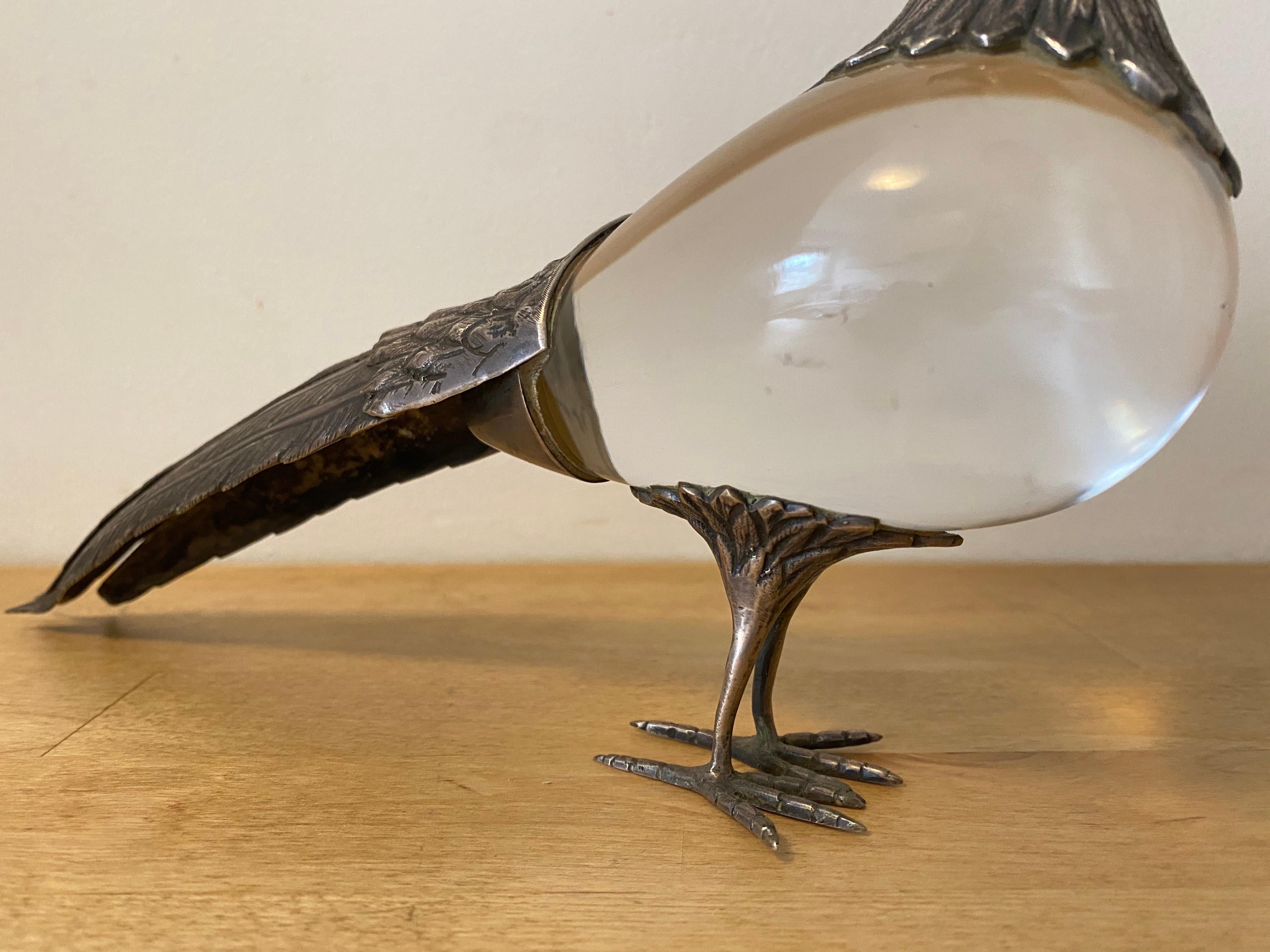 1970s Peacock in Glass and Silver 2