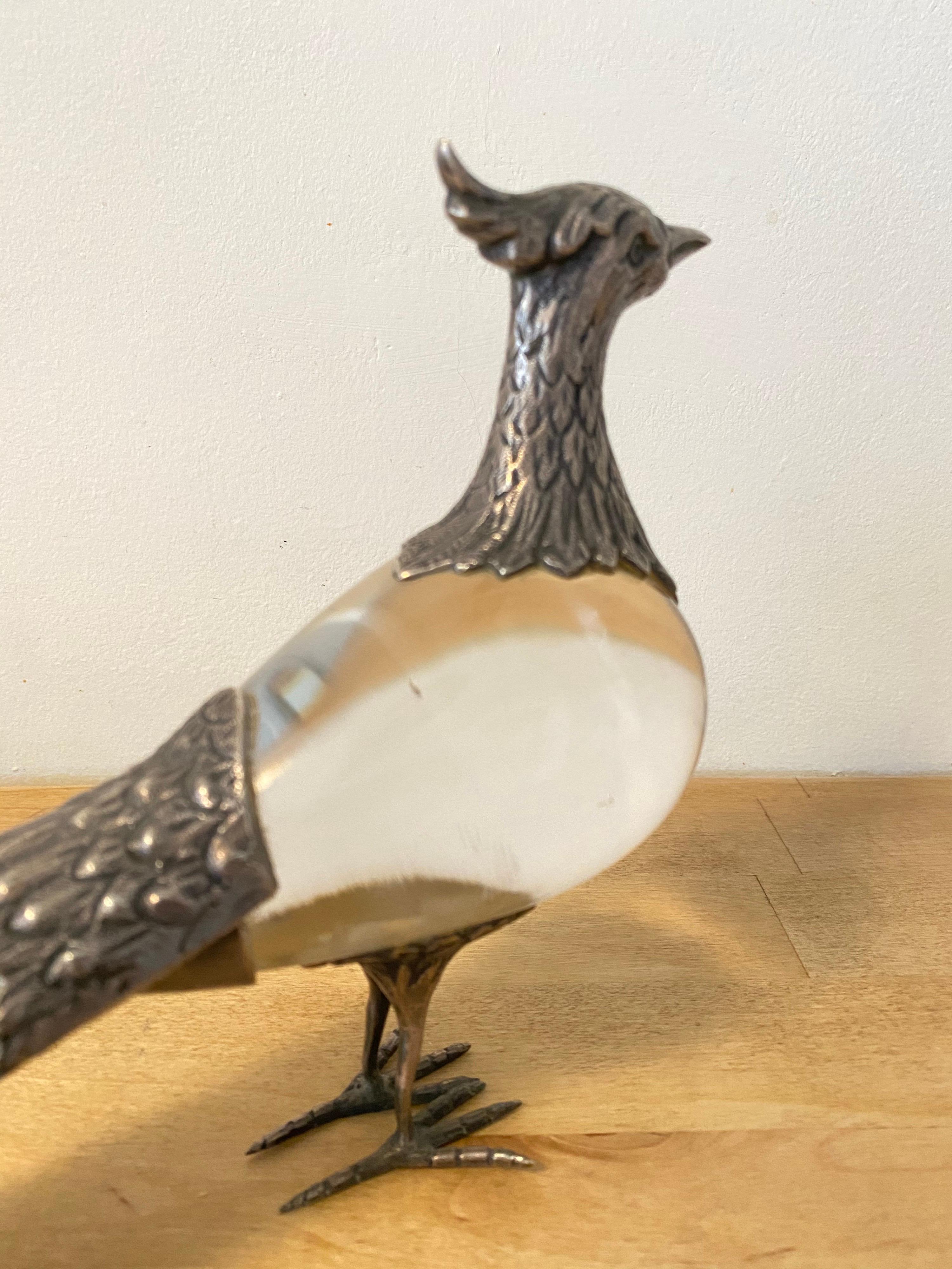 1970s Peacock in Glass and Silver 3