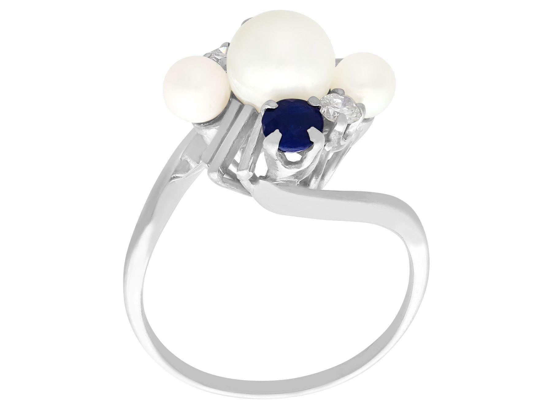 vintage pearl and sapphire ring