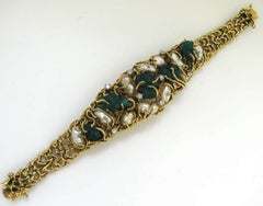 1970s Pearl Emerald and Diamond Bracelet