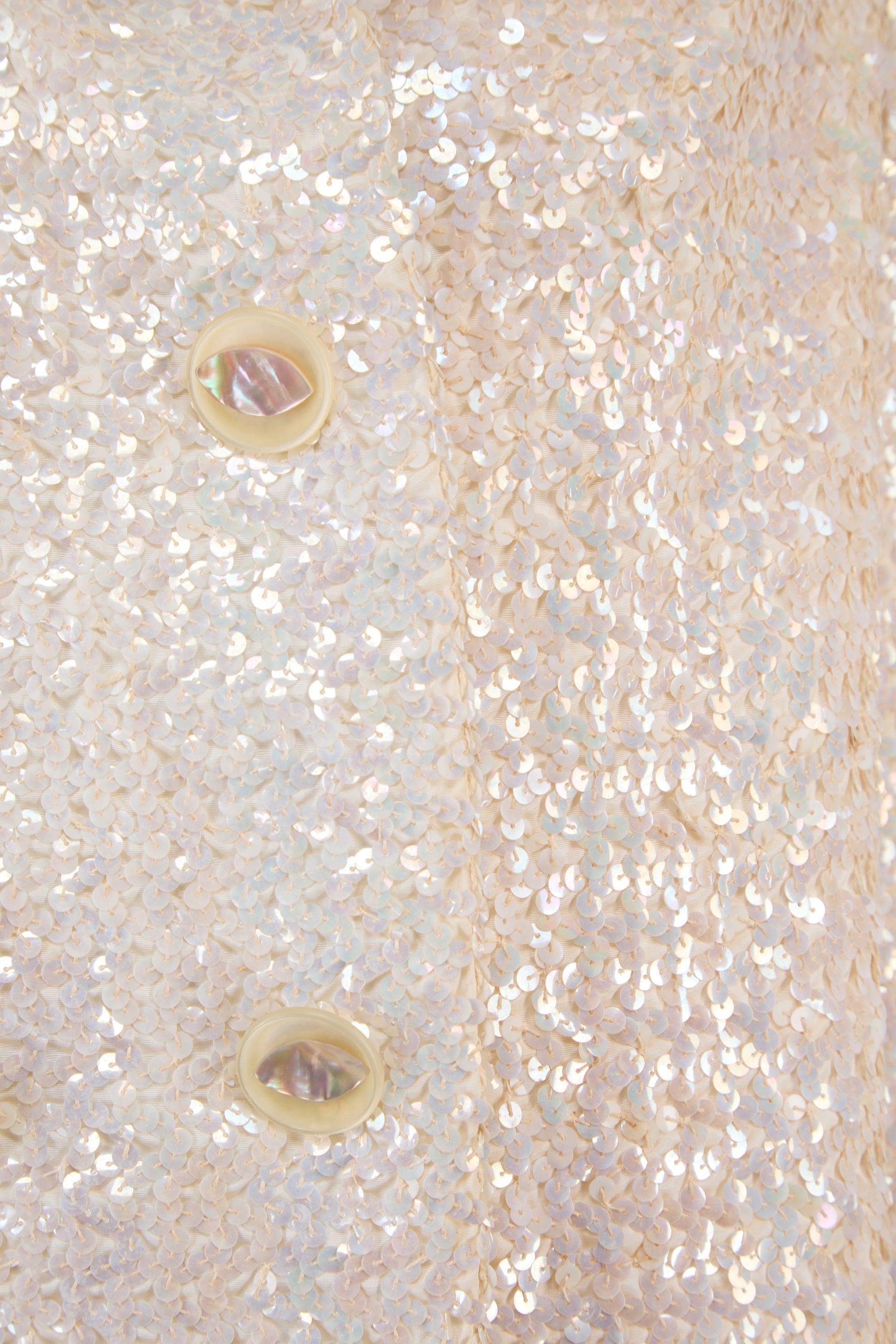 Giacca a tre quarti con paillettes perlate degli anni '70 In condizioni ottime in vendita a London, GB