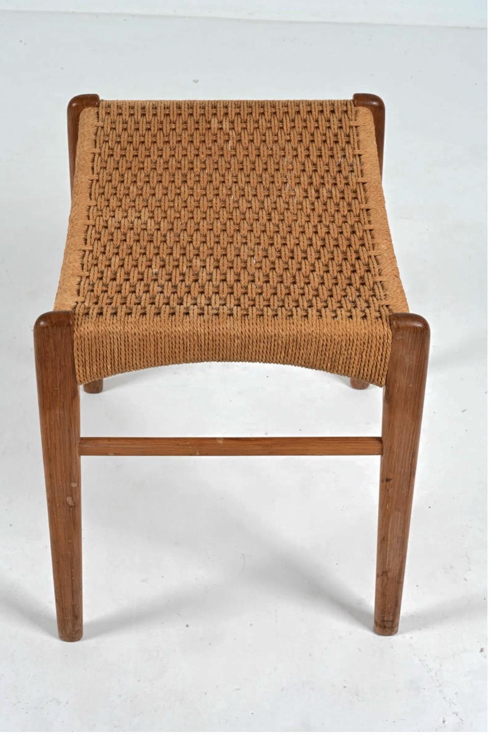 Corda di carta Sgabello anni '70 Peder Kristensen in quercia e corda di carta di Glyngøre Stolefabrik in vendita