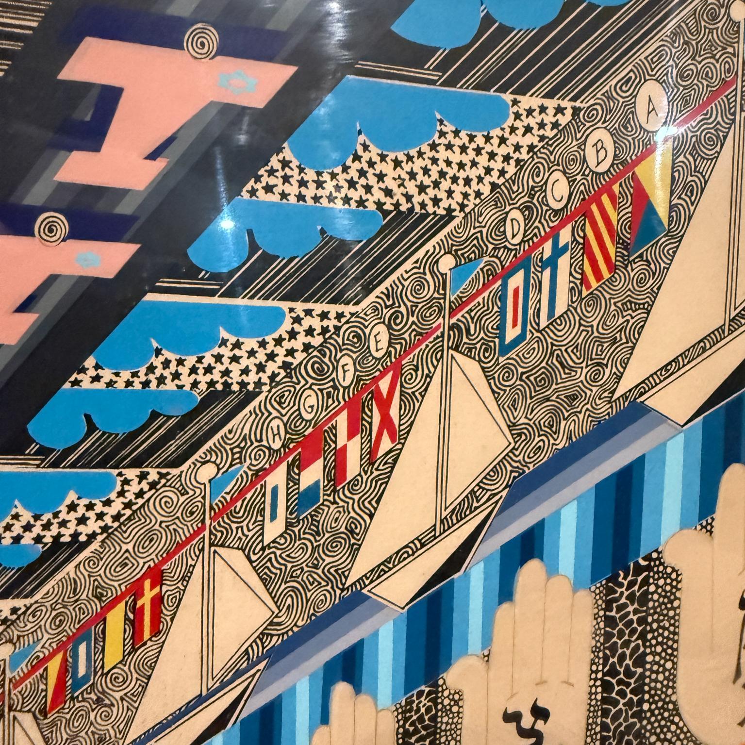 Abstrakte Op-Art-Lithographie von Pedro Friedeberg Kabalah, 1970er Jahre im Angebot 1