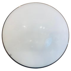 Vintage 1970s Peill & Putzler Opaline & Clear Glass Wall or Ceiling Flush Light