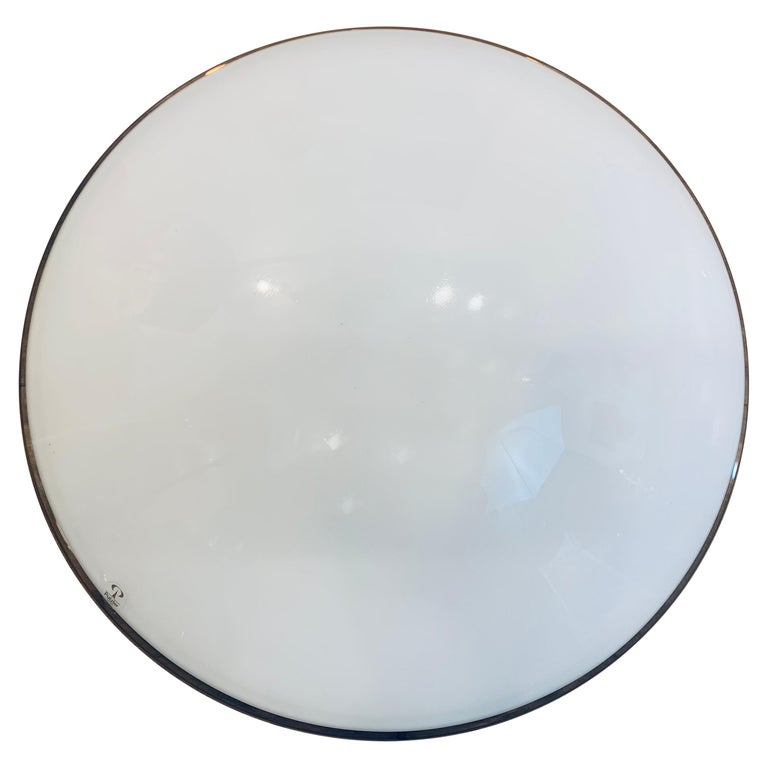 1970s Peill and Putzler Opaline and Clear Glass Wall or Ceiling Flush  Lights For Sale at 1stDibs