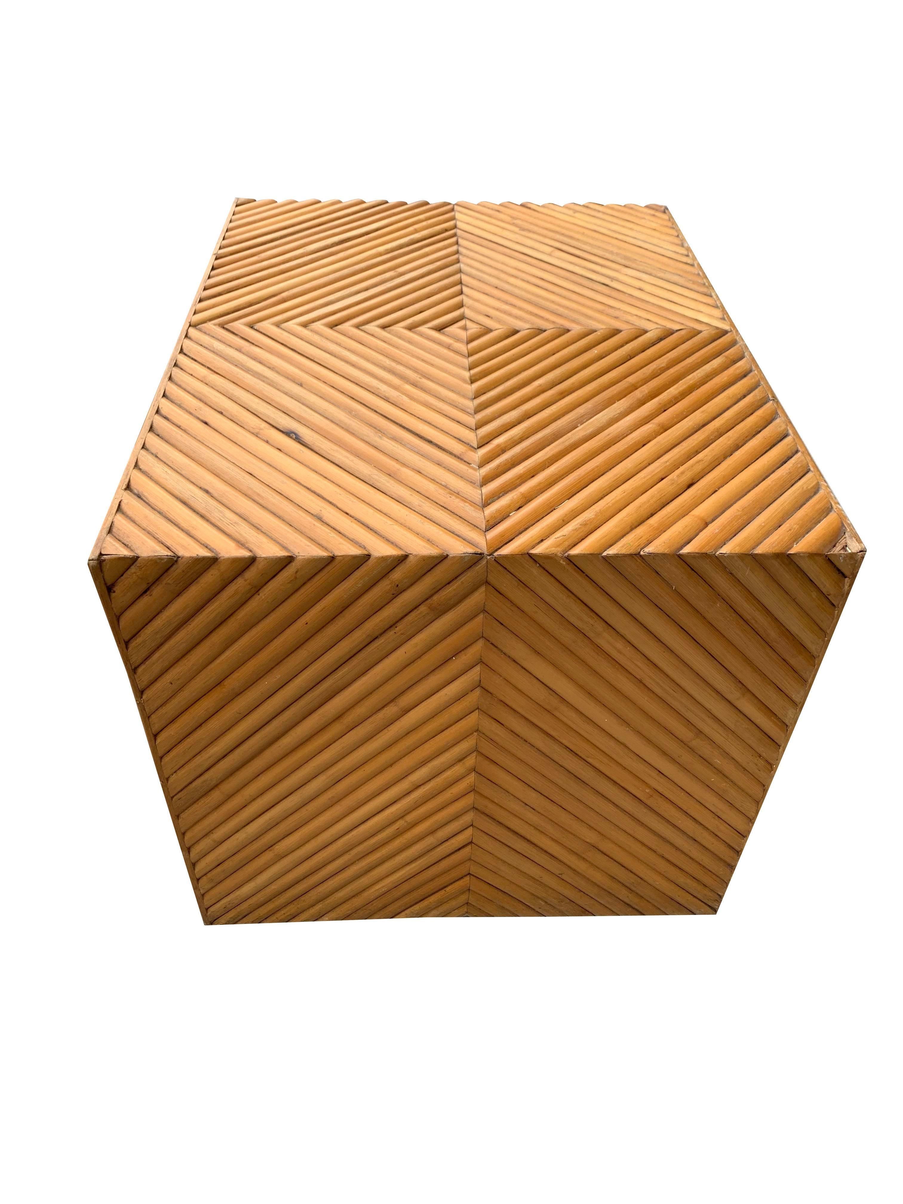 Late 20th Century 1970s Pencil Reed Crespi Style Rattan Bamboo Modern Coffee Table