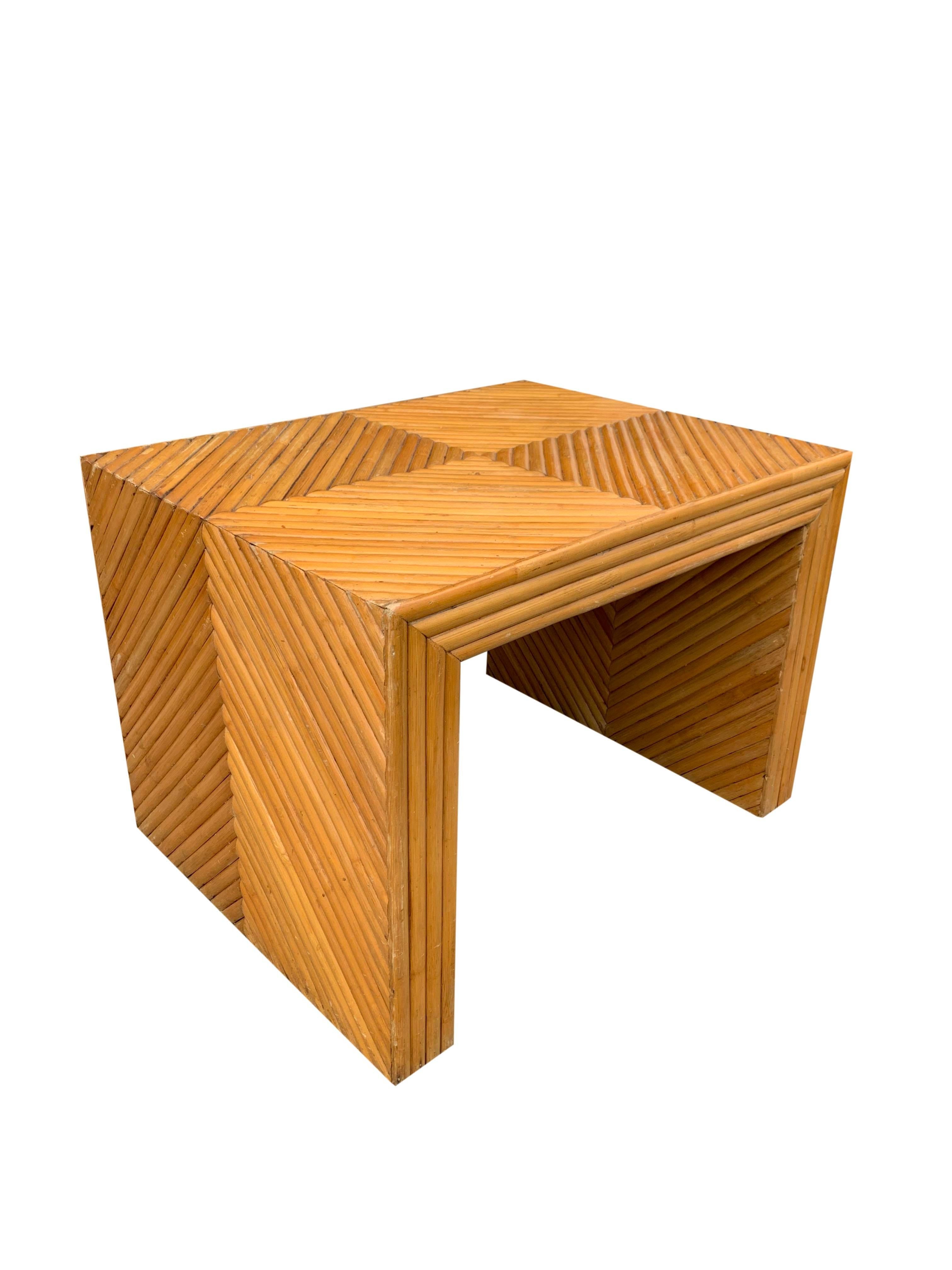 1970s Pencil Reed Crespi Style Rattan Bamboo Modern Coffee Table 1