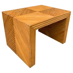 1970s Pencil Reed Crespi Style Rattan Bamboo Modern Coffee Table