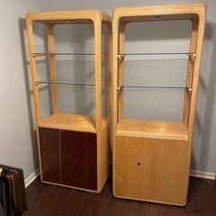 1970s Pencil Reed Lighted Etagere, a Pair