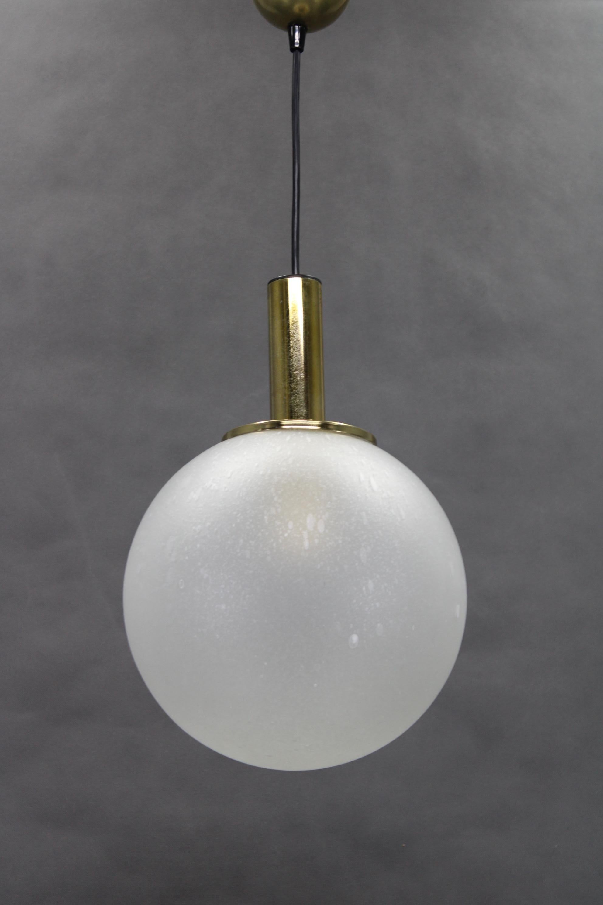 Italian 1970s Pendant Glass Light by Targetti , Italy For Sale