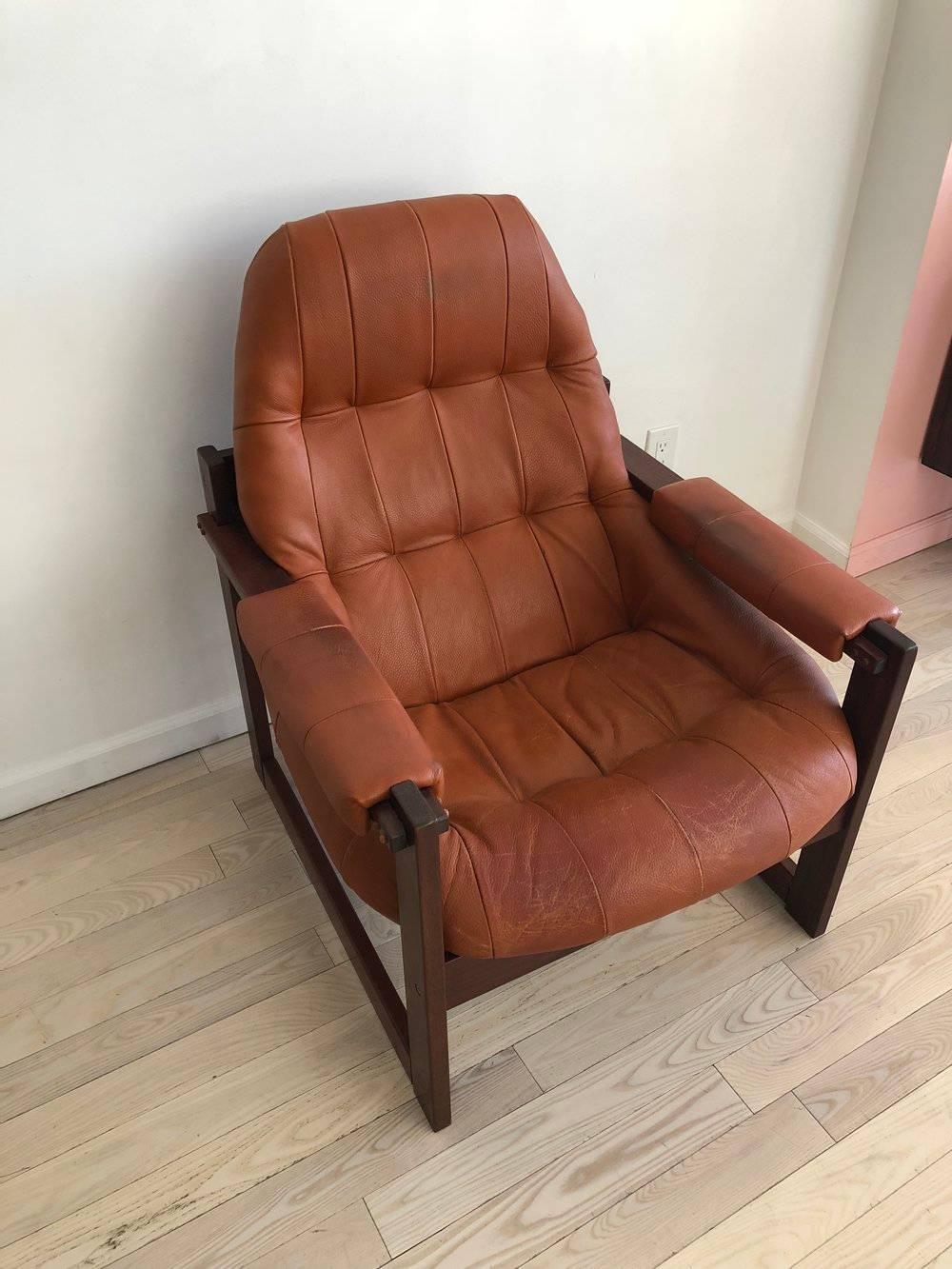 Mid-Century Modern 1970s Percival Lafer Brazilian Rosewood and Leather Armchair