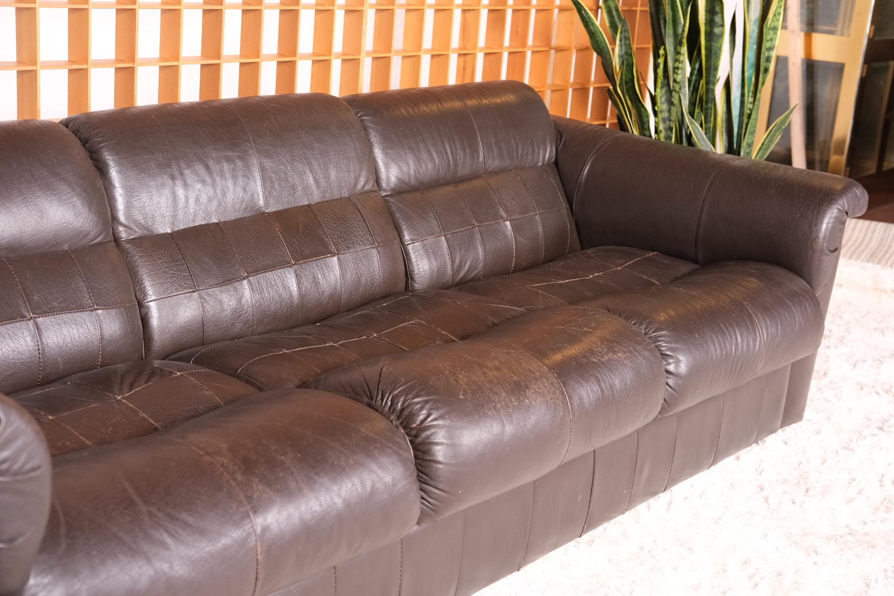 Percival Lafer Patchwork Leather Sofa In Good Condition For Sale In Burbank, CA