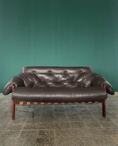 Divano in pelle a due posti in stile Percival Lafer degli anni '70 Senatore di Ipoly Ungheria