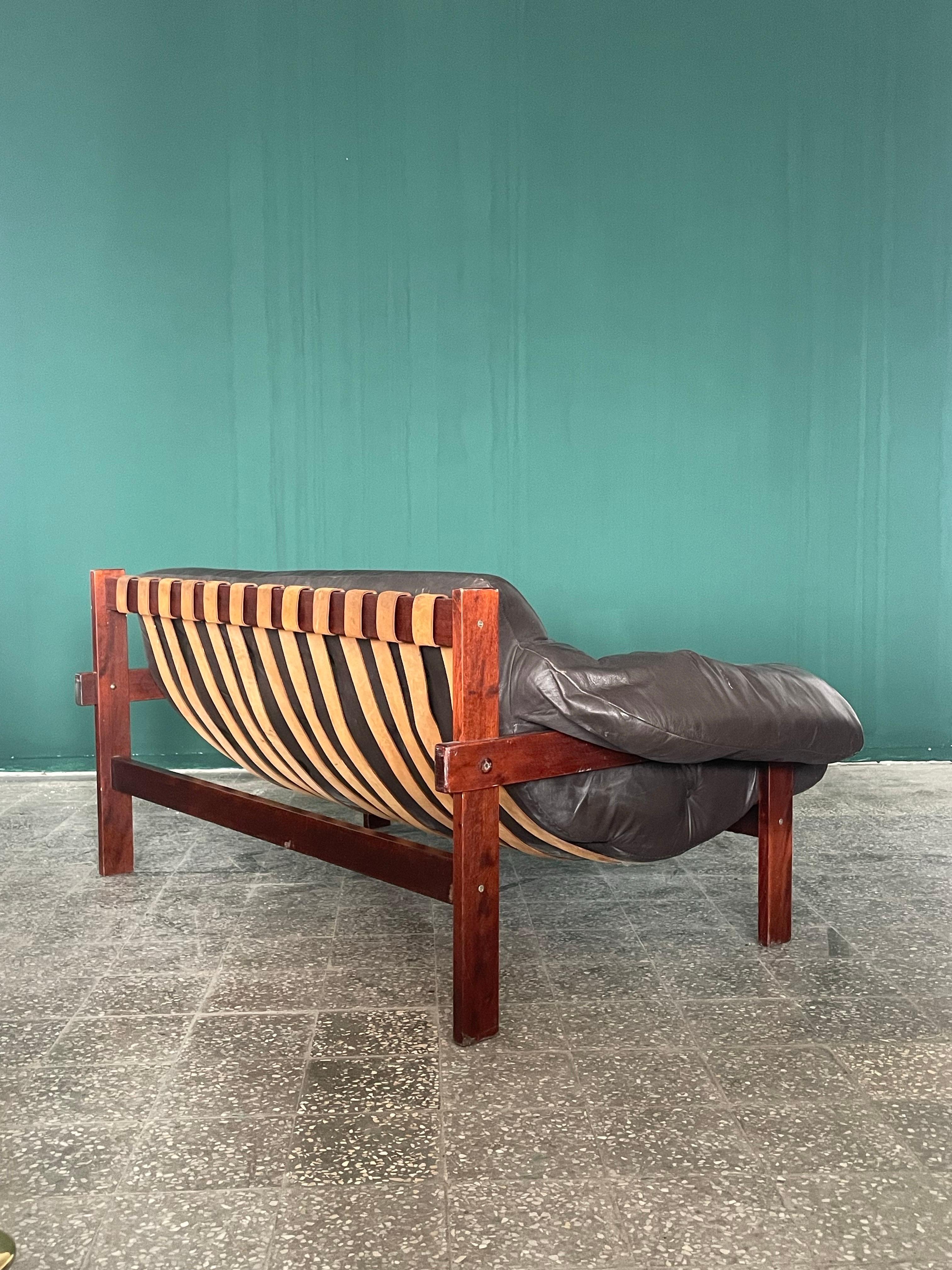 Hungarian 1970s Percival Lafer Style Two Seater Leather Sofa  Senator by Ipoly  Hungary