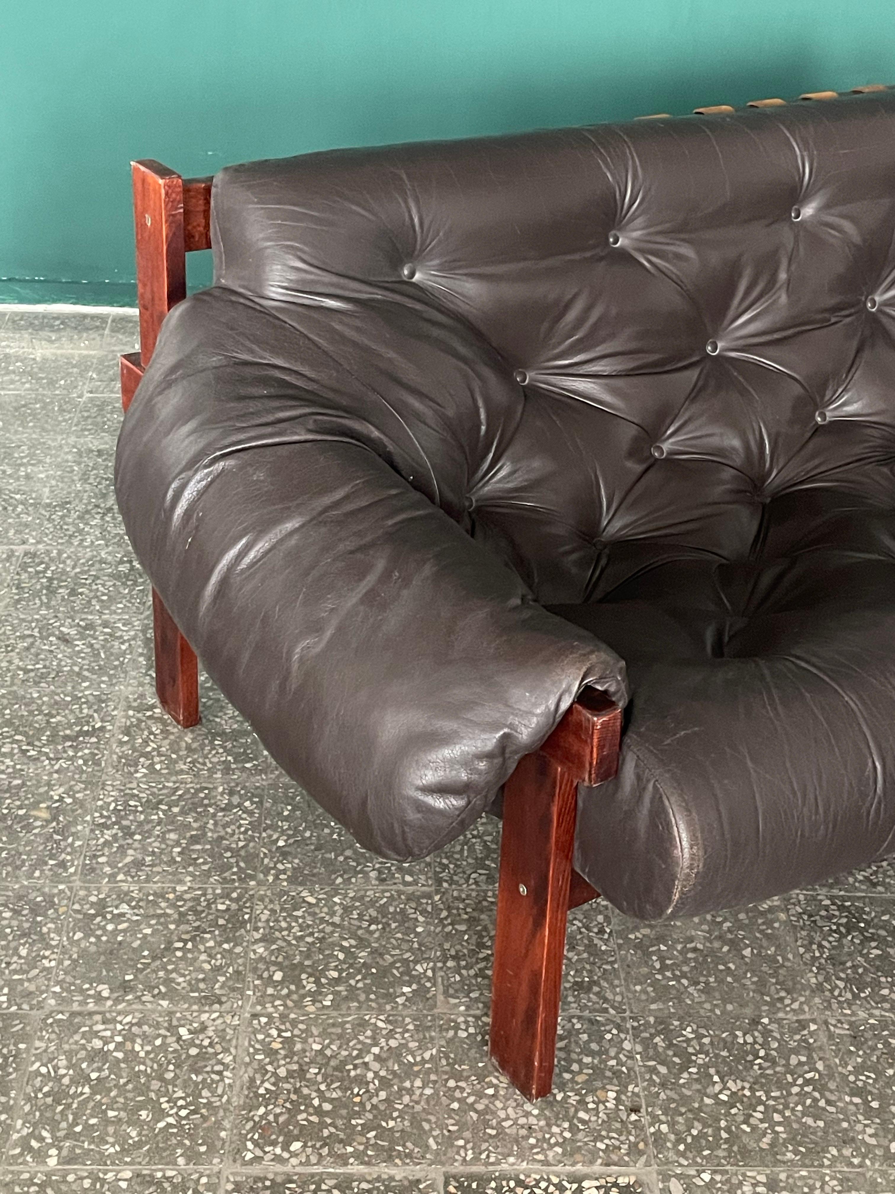 Late 20th Century 1970s Percival Lafer Style Two Seater Leather Sofa  Senator by Ipoly  Hungary