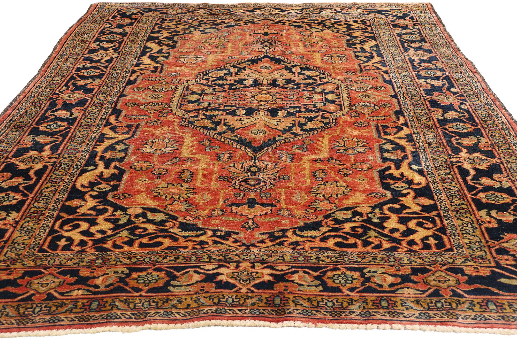 Mid-Century Modern 1970's  Persian Heriz Carpet with Traditional Modern Style For Sale