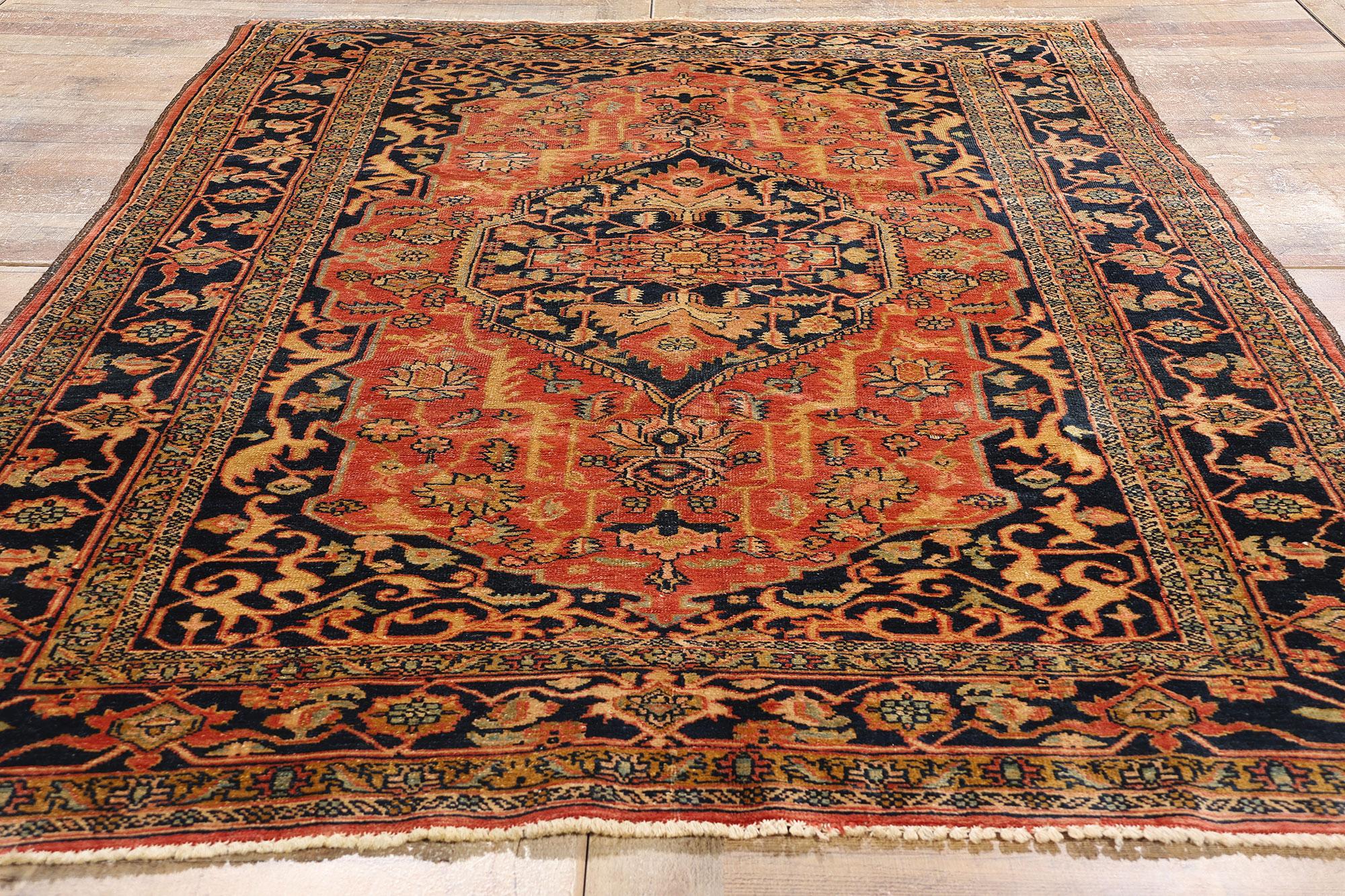 Hand-Knotted 1970's  Persian Heriz Carpet with Traditional Modern Style For Sale