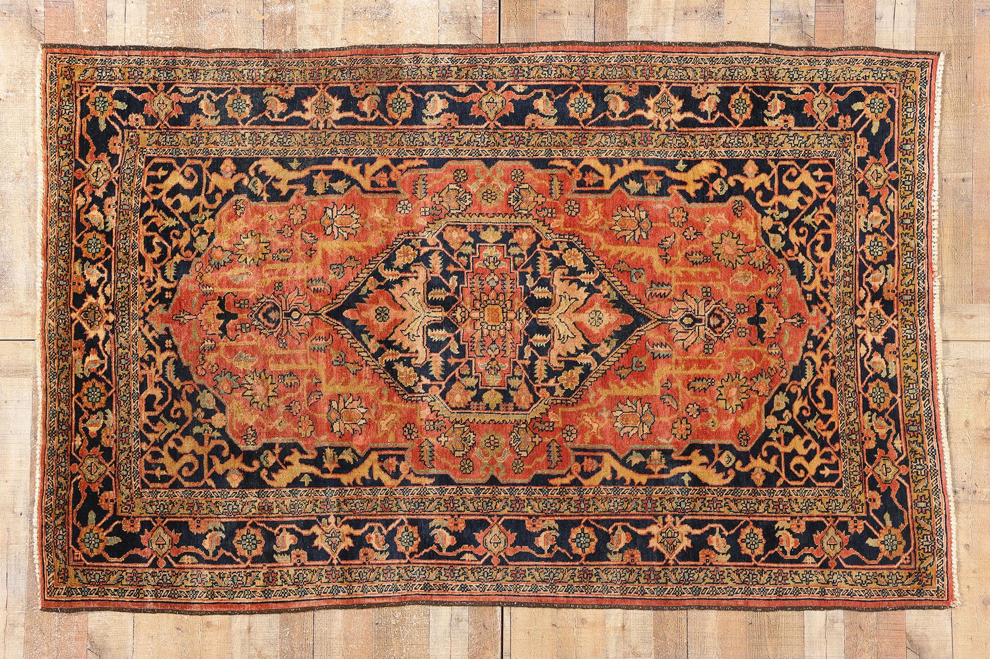 Wool 1970's  Persian Heriz Carpet with Traditional Modern Style For Sale