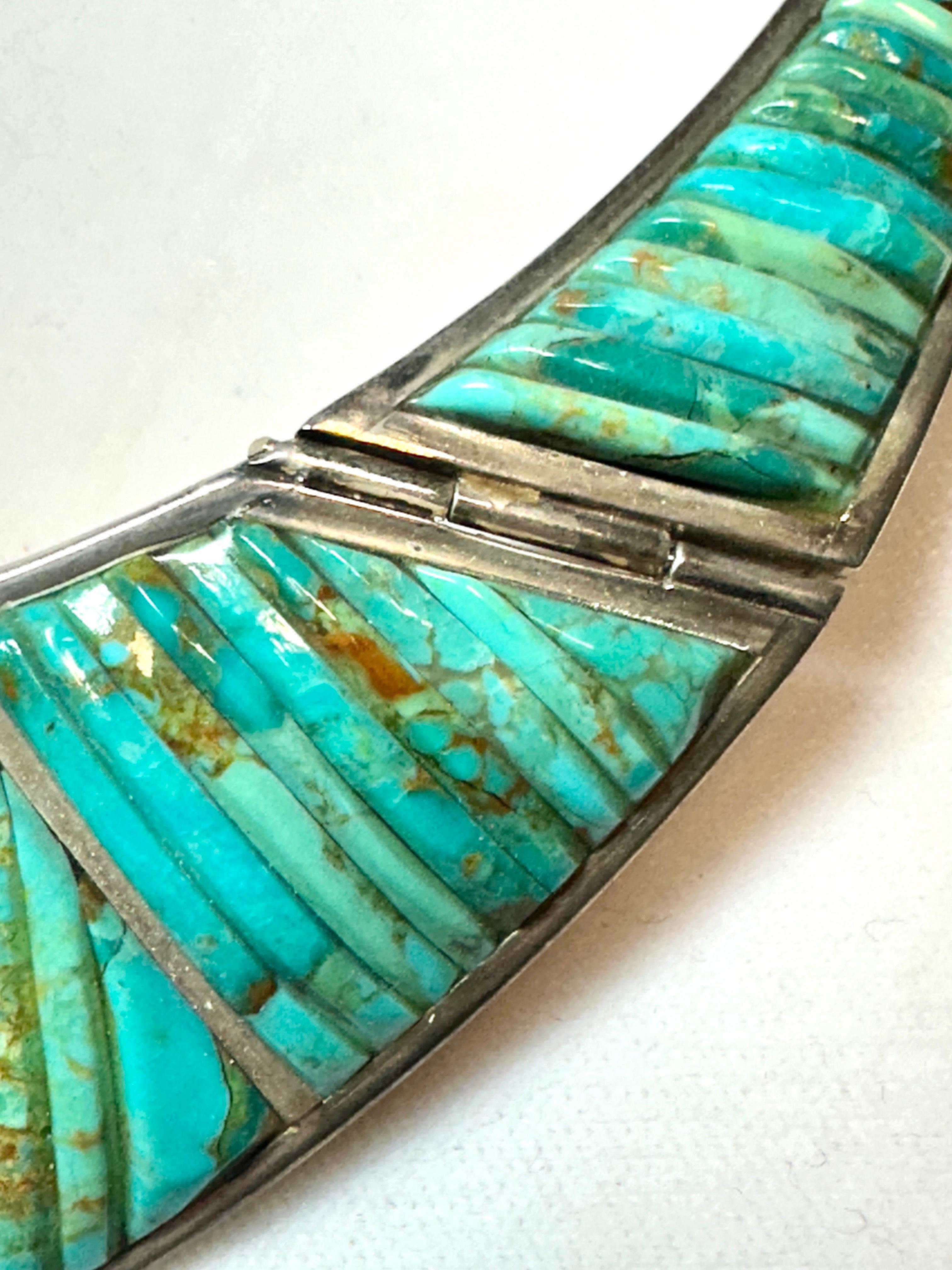 1970's Pete Sierra Navajo Navajo Sterling and Turquoise Necklace and Earrings For Sale 7