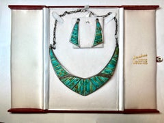 1970's Pete Sierra Navajo Navajo Sterling and Turquoise Necklace and Earrings
