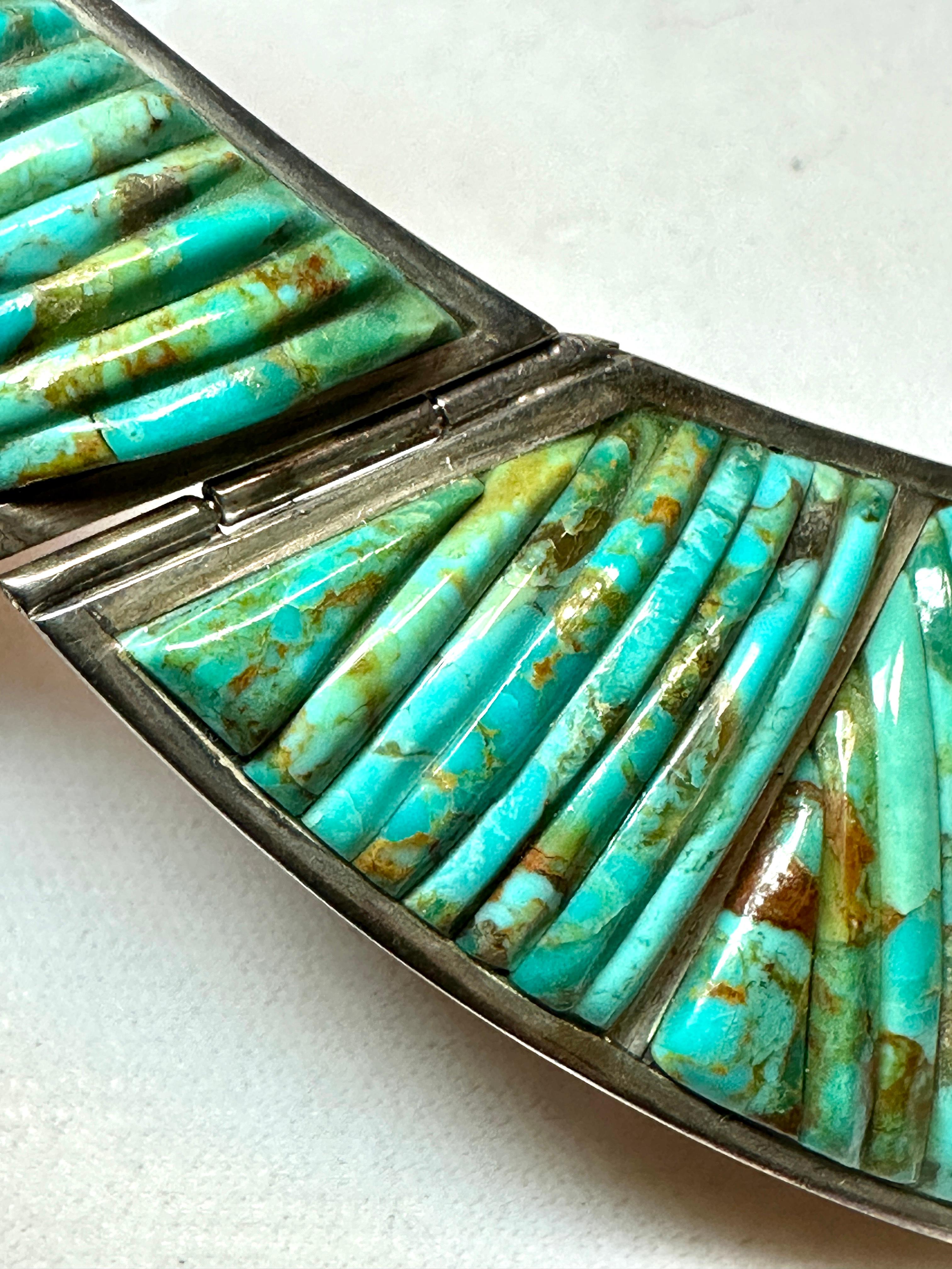 Late 20th Century 1970's Pete Sierra Navajo Navajo Sterling and Turquoise Necklace and Earrings For Sale