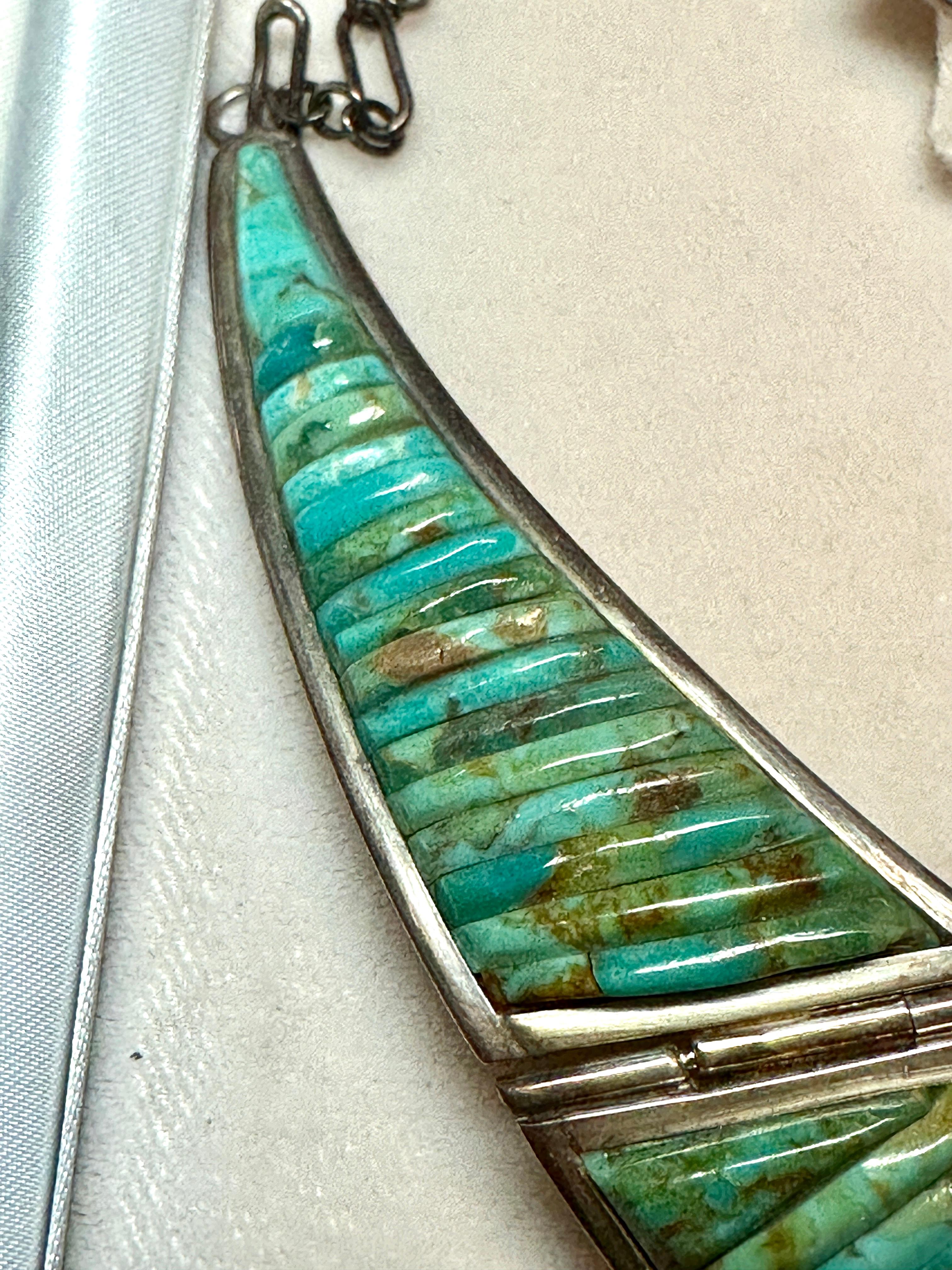 1970's Pete Sierra Navajo Navajo Sterling and Turquoise Necklace and Earrings en vente 1