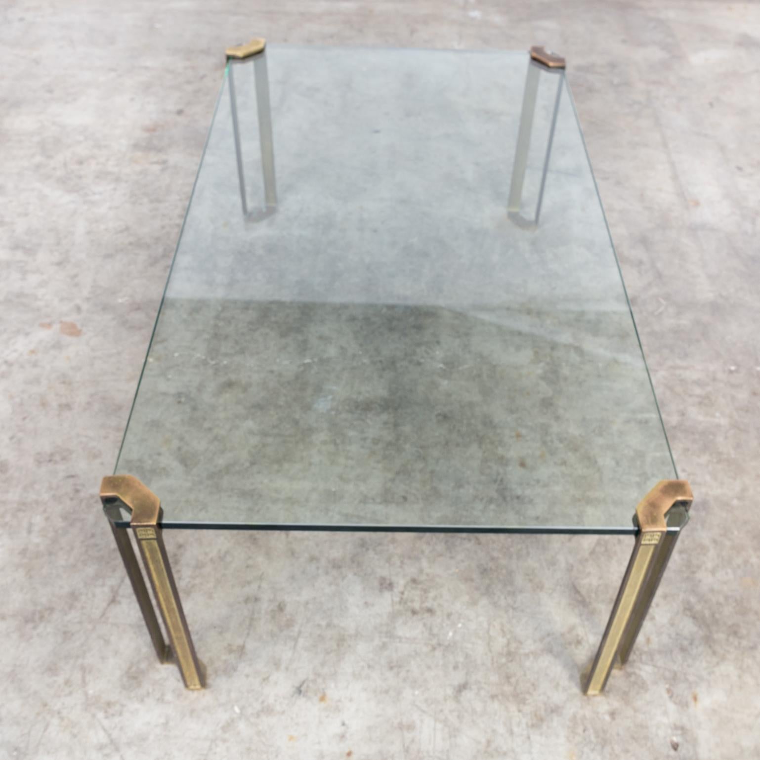 1970s Peter Ghyczy Coffee Table Glass and Brass For Sale 2
