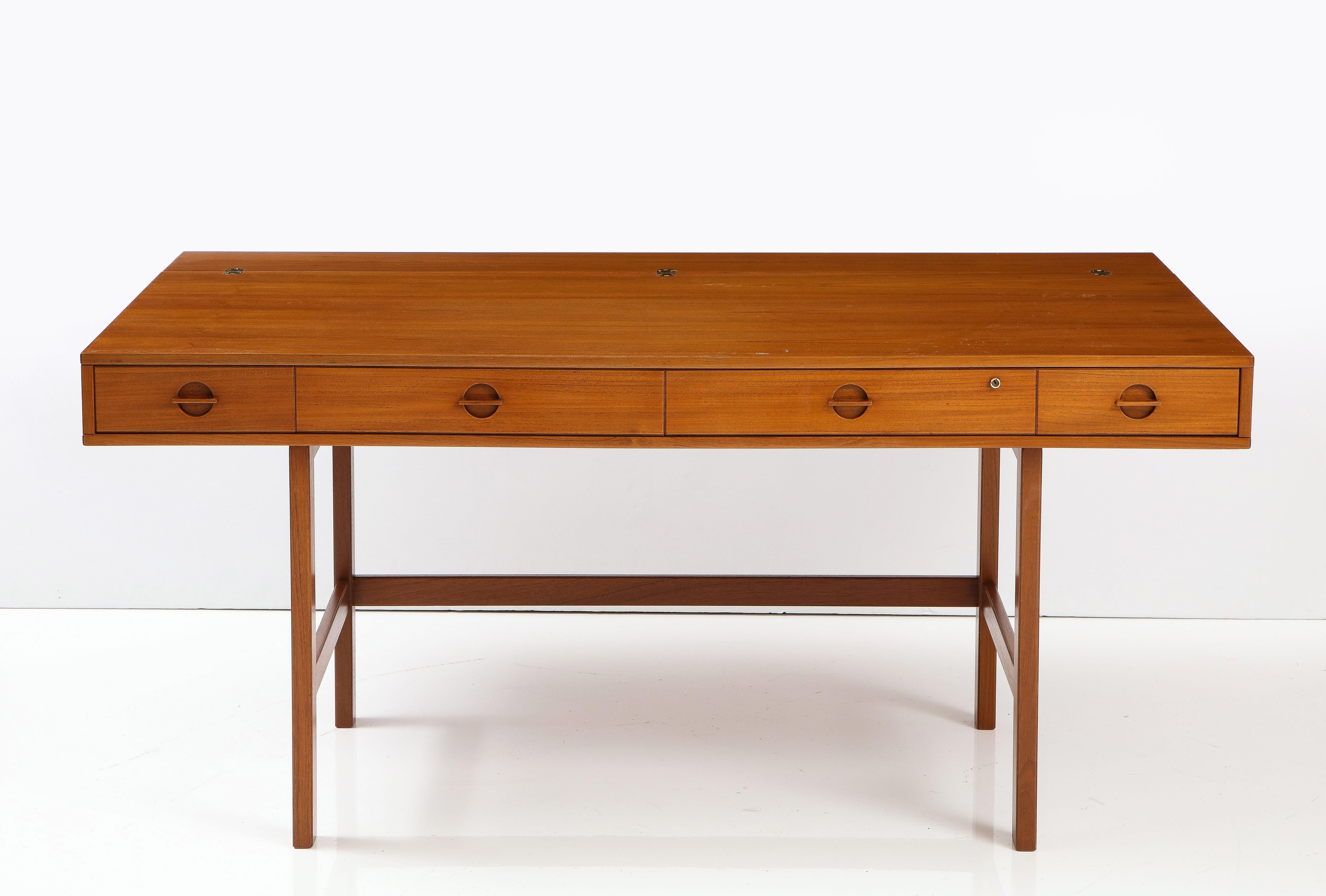 1970's Peter Lovig Nielsen Teak Executive Desk In Good Condition In New York, NY