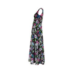 1970s Peterson Maid Georgette Floral Maxi A-Line Dress
