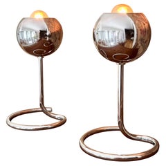 1970s Petite Chrome Eyeball Lamps - a pair