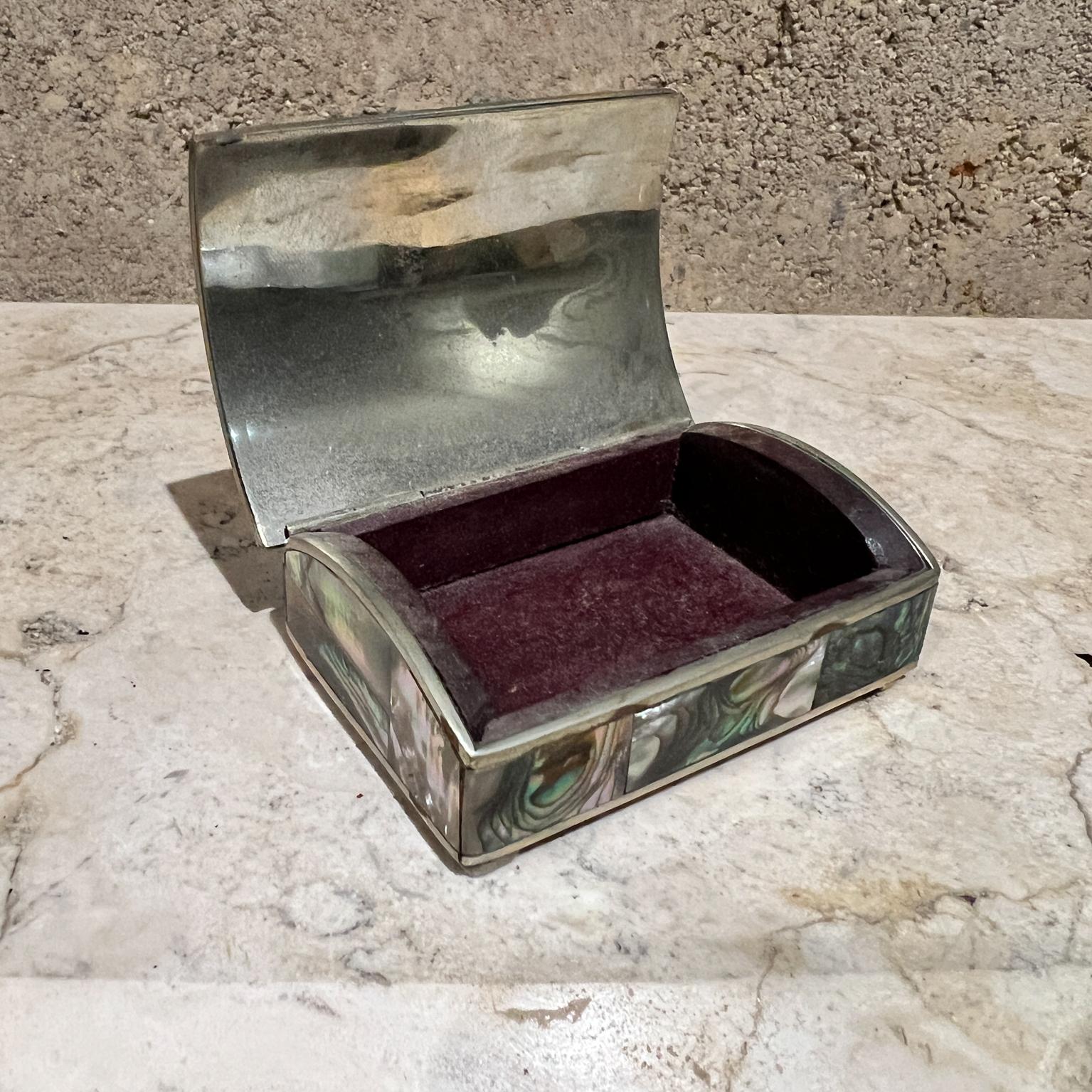 1970 Pequeña Caja de Baratijas de Plata Madreperla y Abulón México Mexicano en venta