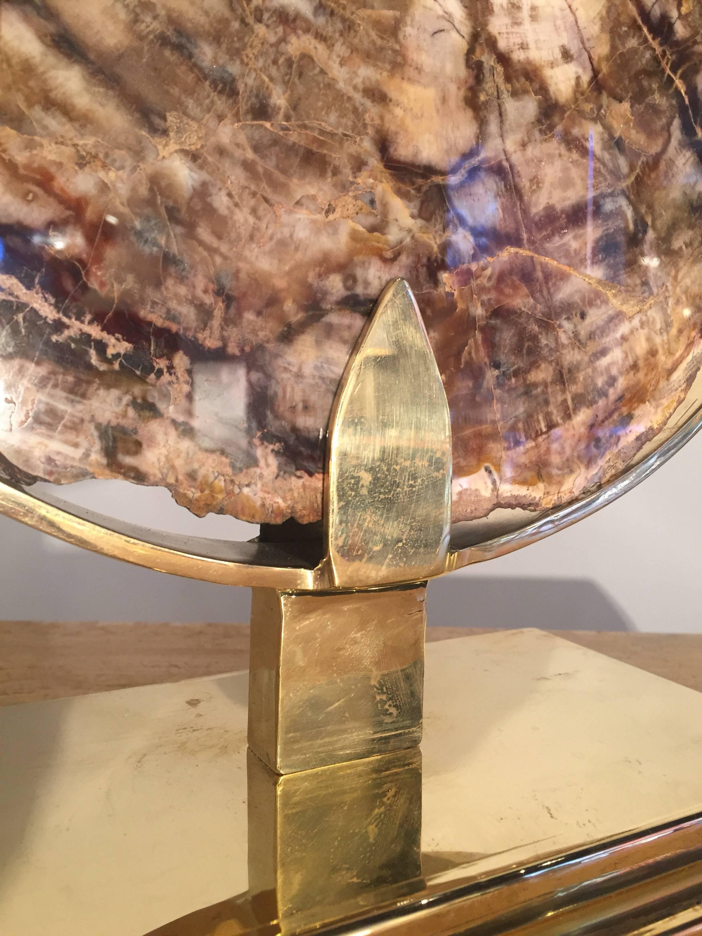 1970s Petrified Wood Mounted with Brass In Excellent Condition In Saint-Ouen, FR