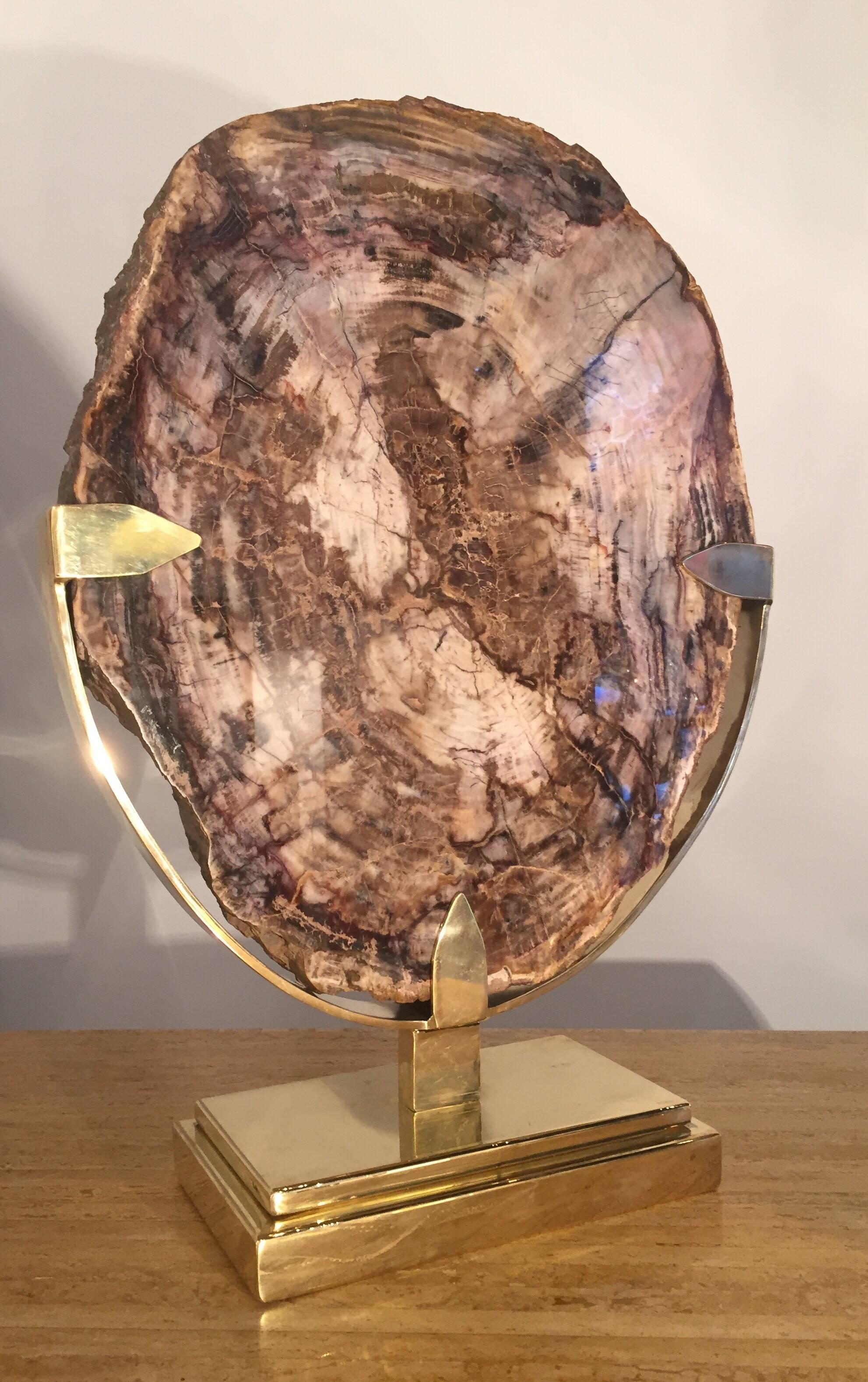 1970s Petrified Wood Mounted with Brass 2