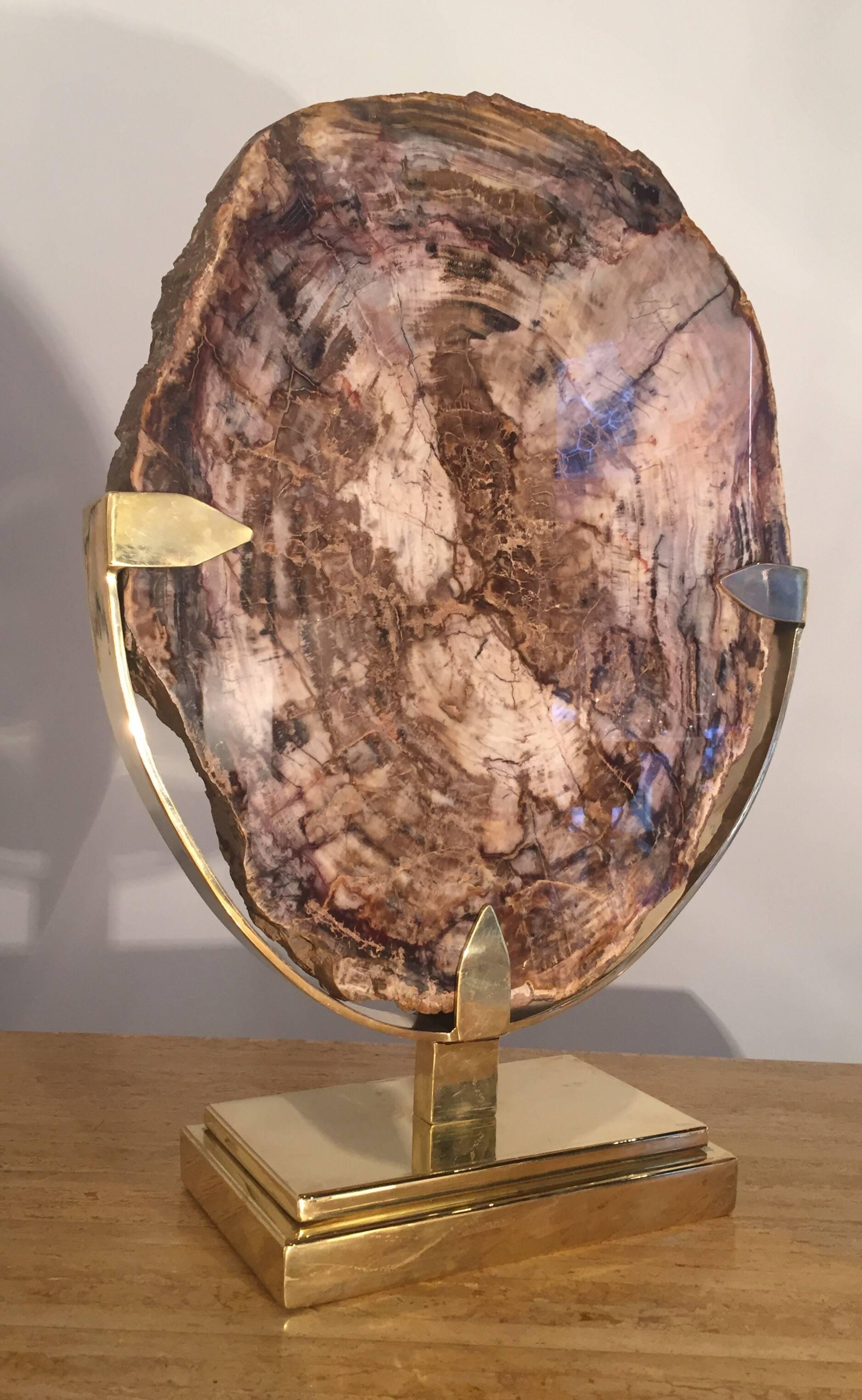 1970s Petrified Wood Mounted with Brass 3