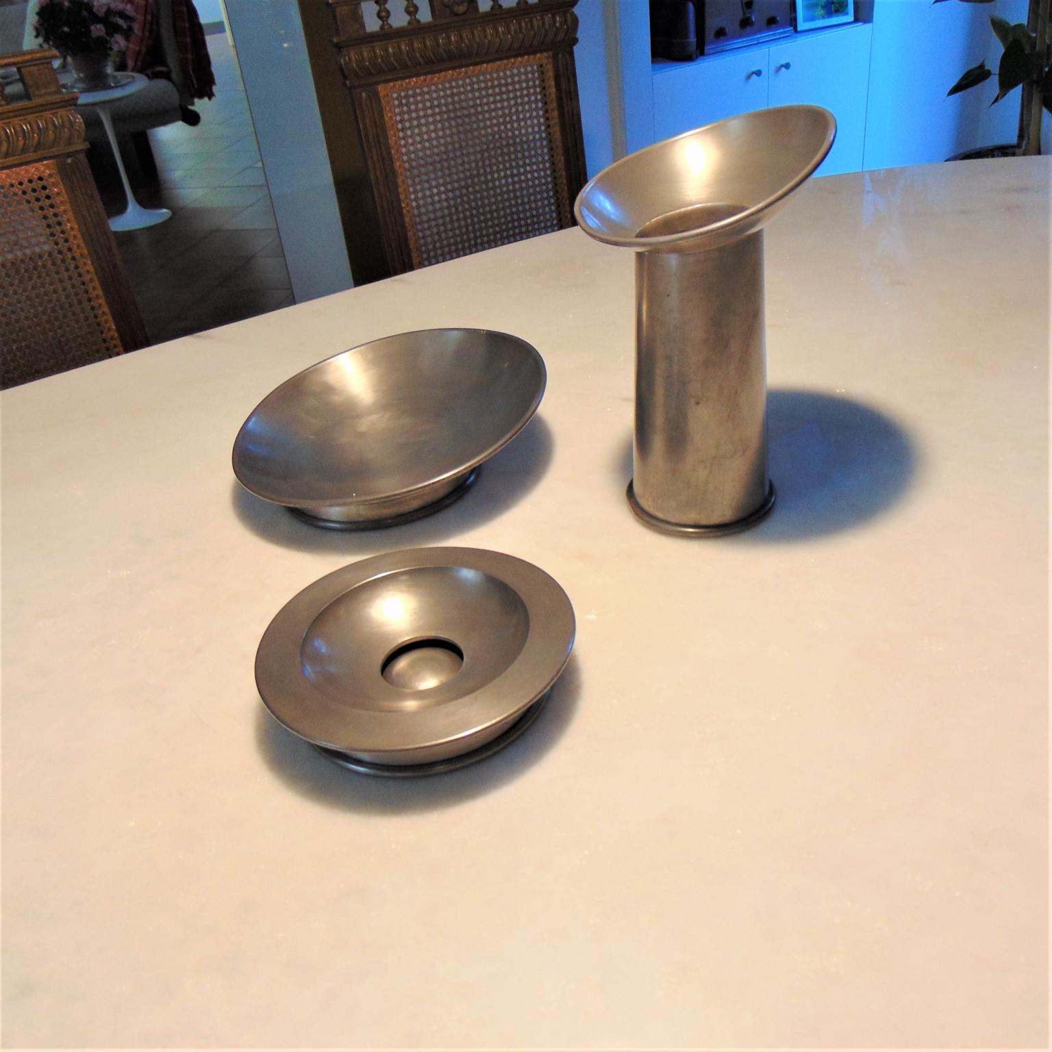 1970s Pewter Bowls and Vases by Gjlla Giani for Sormani Nucleo, Italy For Sale 14
