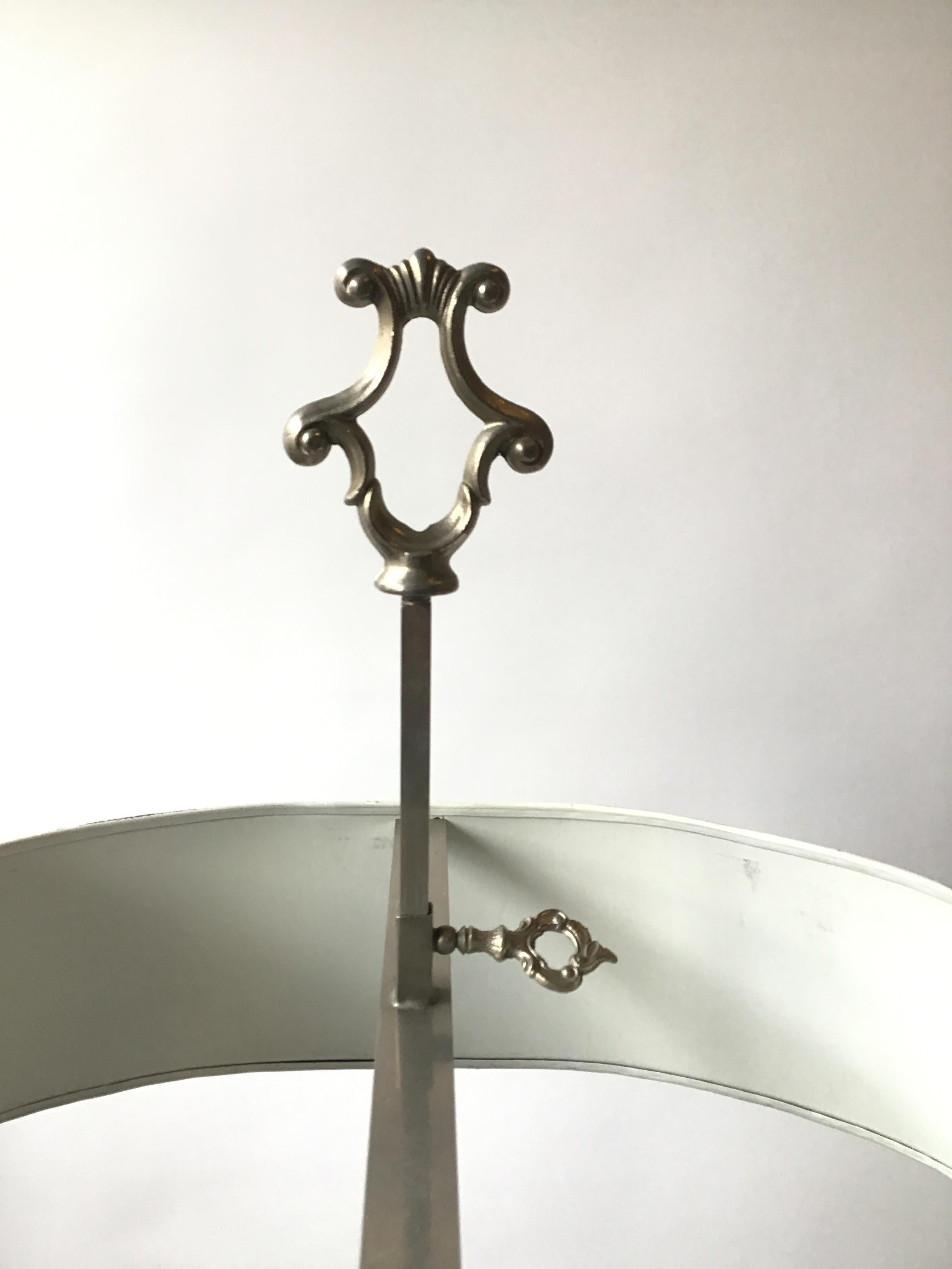 1970s Pewter Trumpet Lamp With Adjustable Tole Shade For Sale 3