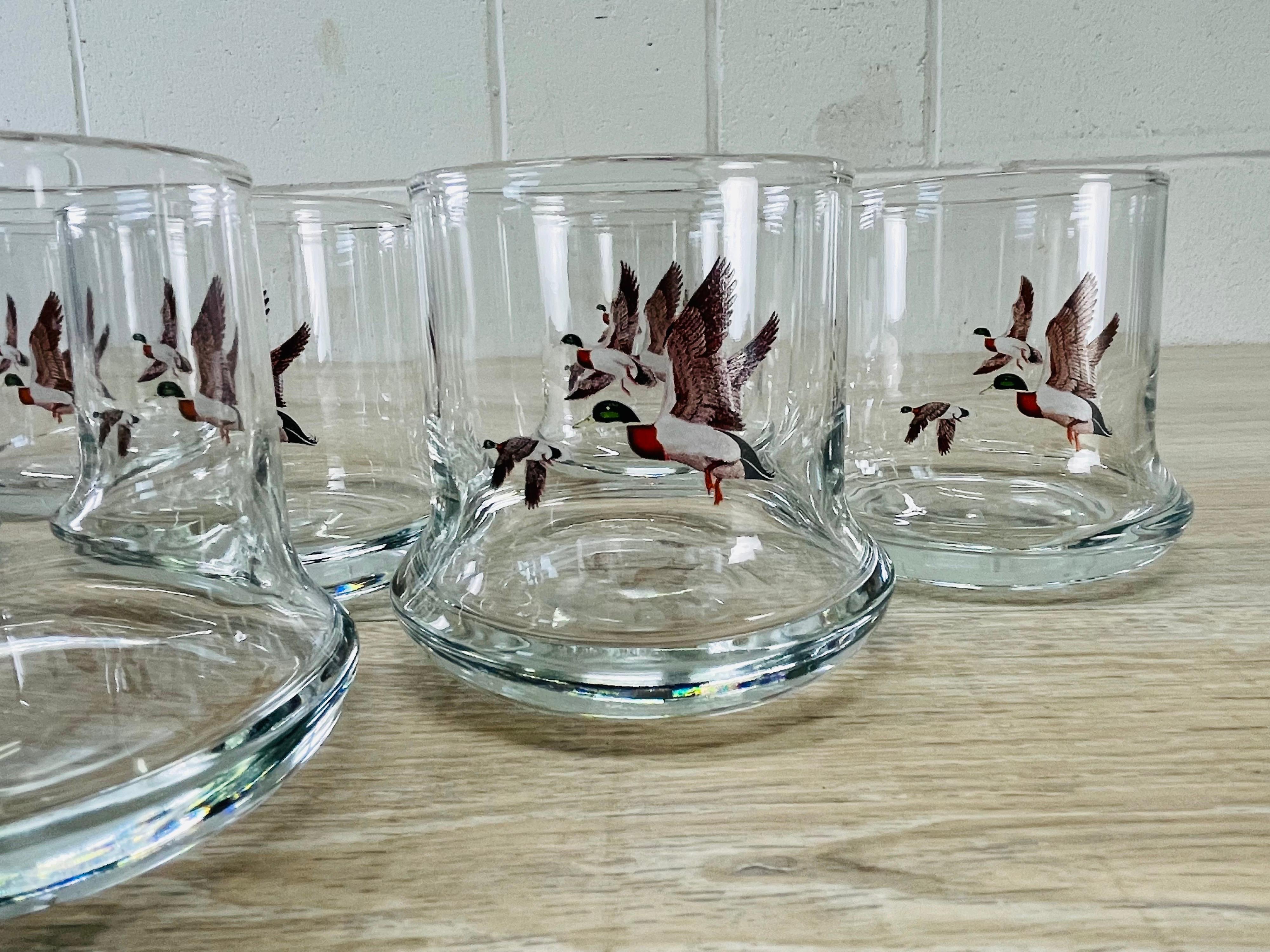 20th Century 1970s Pheasant Glass Tumblers, Set of 8 For Sale