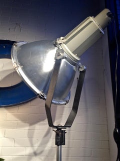 1970s Phillips Vintage Industrial Silver Warehouse Funnel Light