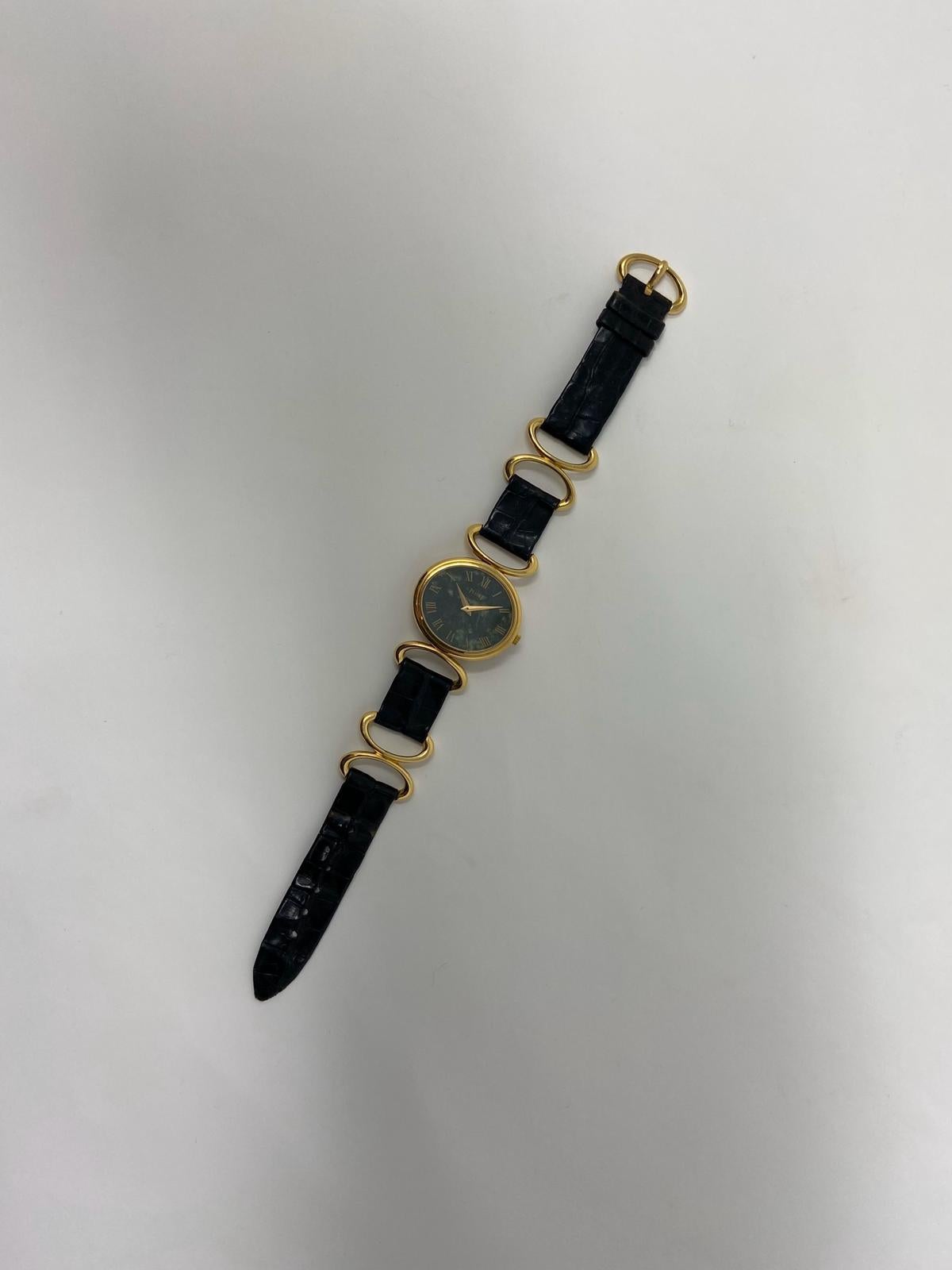Modern 1970s Piaget Lady Watch in Gold and Jade For Sale