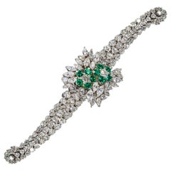 1970s Piaget Platinum Diamond Emerald Concealed Bracelet Watch Approx 25 Carat