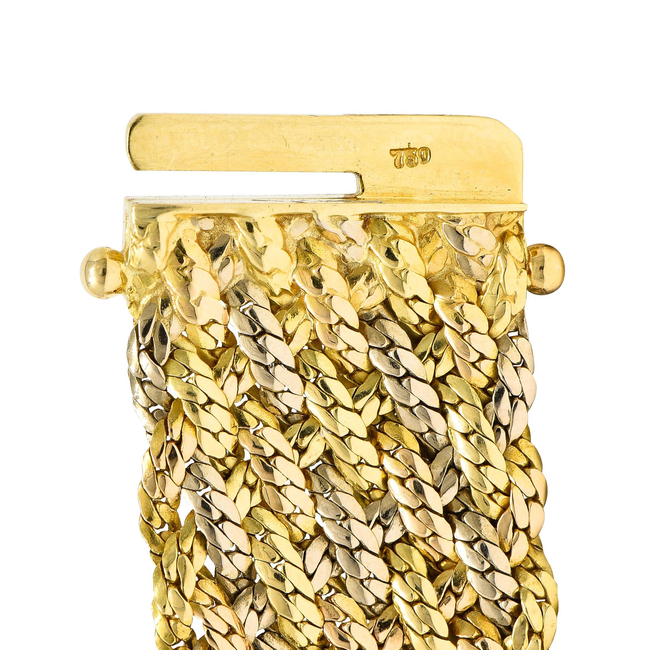 1970's Piaget Vintage 18 Karat Tri-Colored Gold Woven Bracelet 5