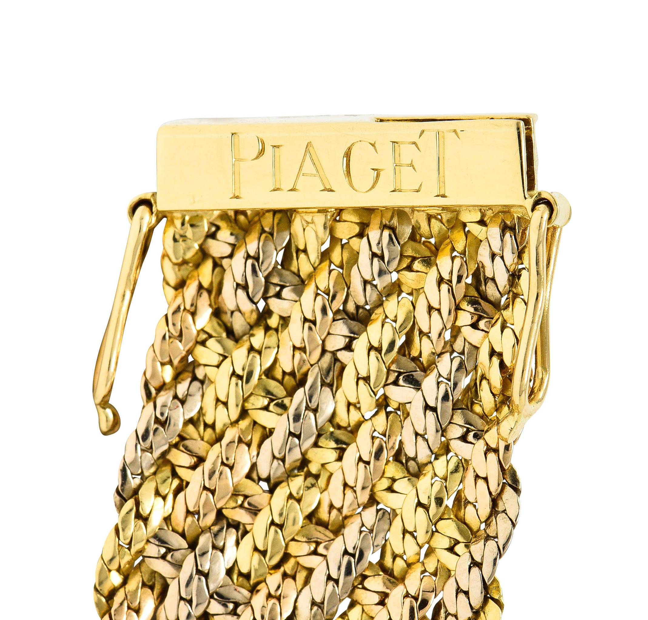 1970's Piaget Vintage 18 Karat Tri-Colored Gold Woven Bracelet 4