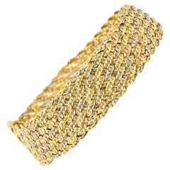 1970's Piaget Vintage 18 Karat Tri-Colored Gold Woven Bracelet