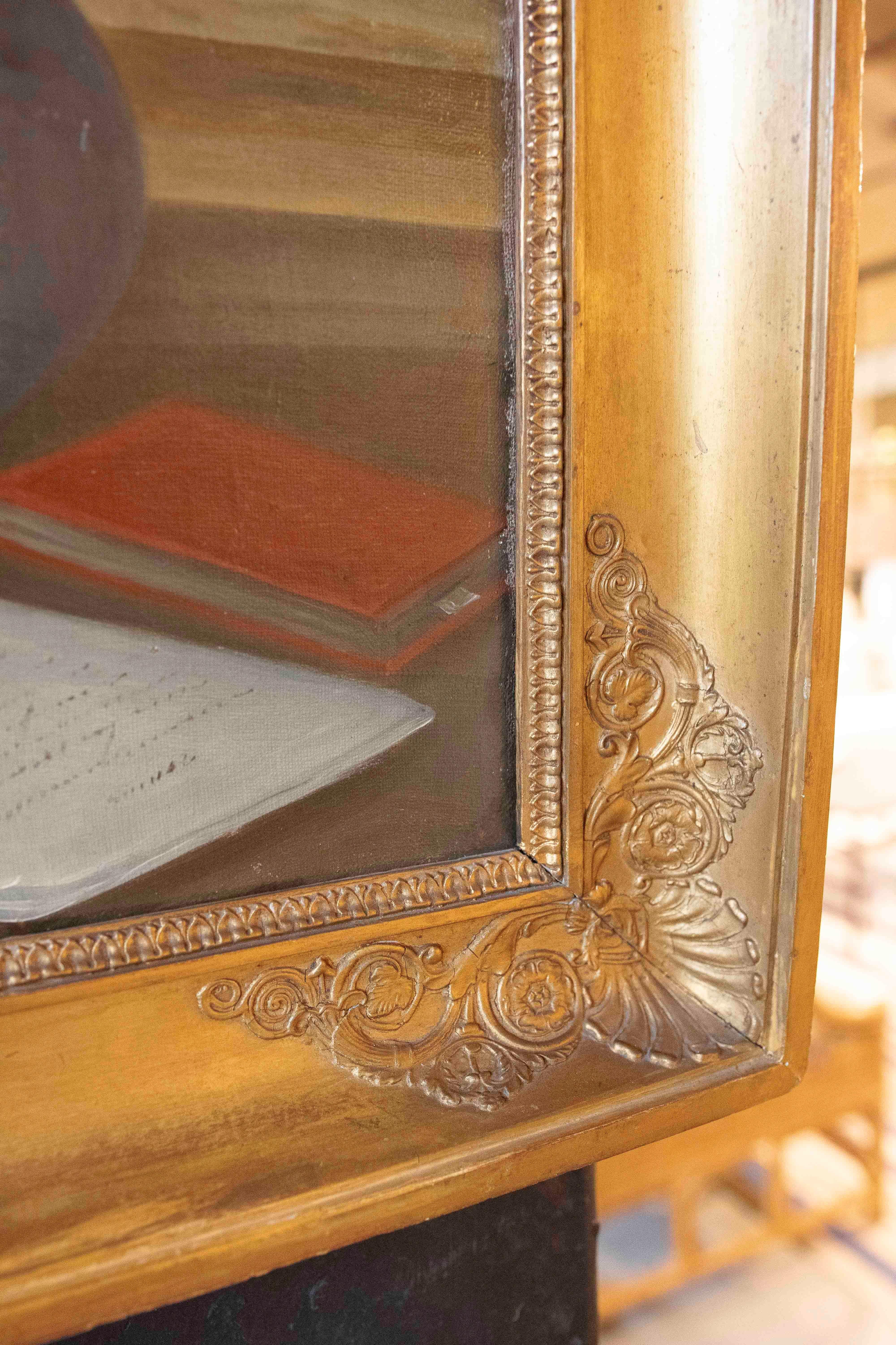 1970s Picturesque Portrait by Th. Poncelet: Anthropomorphized Dog Framed in Gold 2