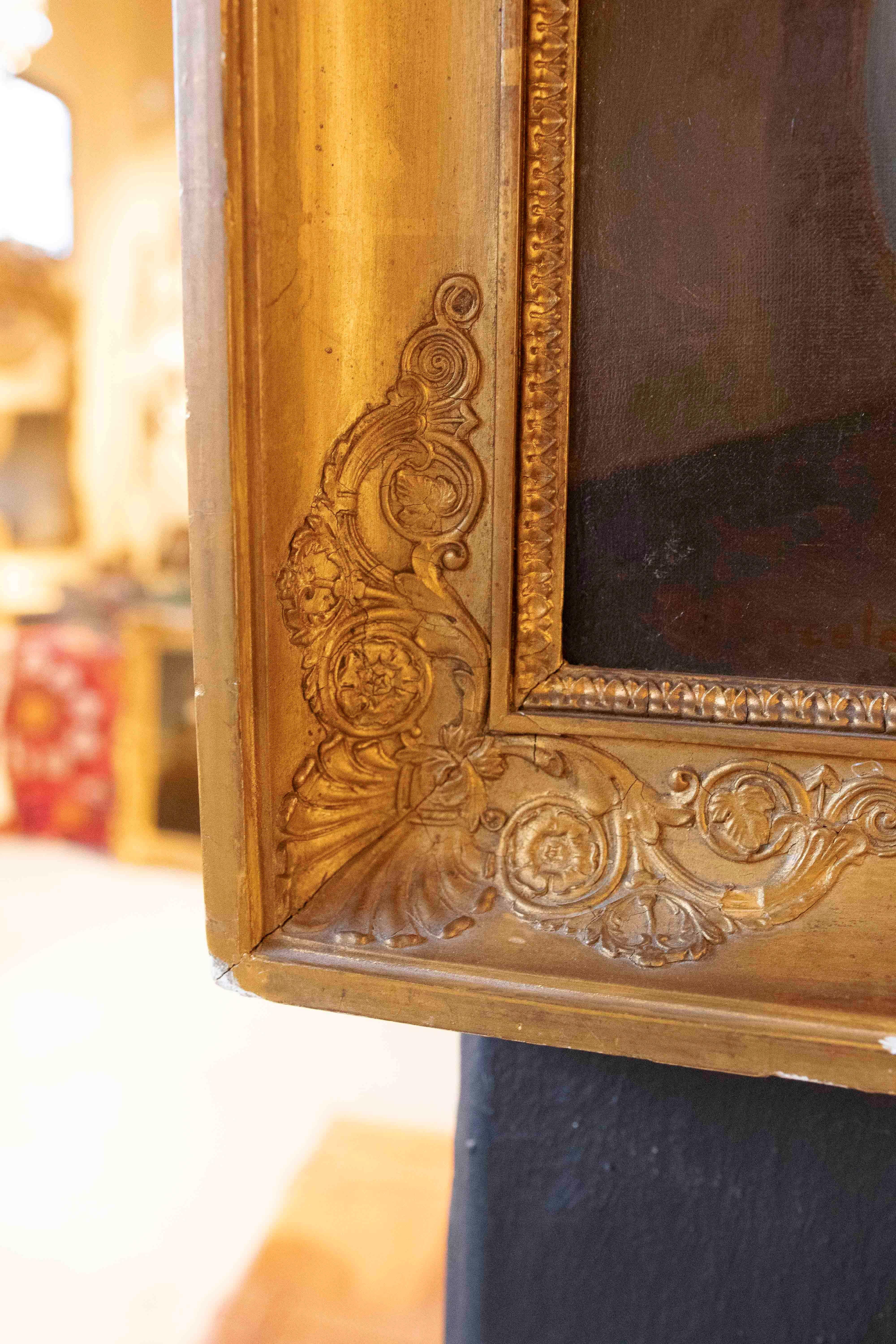 1970s Picturesque Portrait by Th. Poncelet: Anthropomorphized Dog Framed in Gold 3