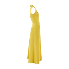 1970s Pierre Balmain Jersey A-Line Yellow Halterneck Maxi Dress